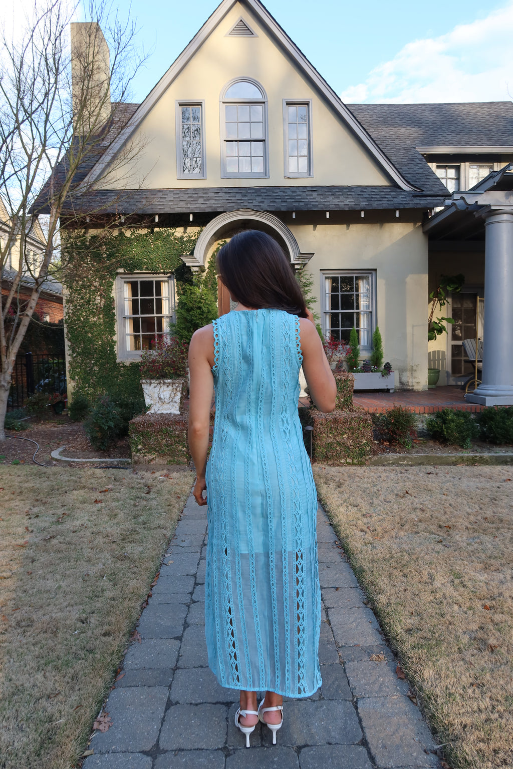 Tea at the Terrace Midi Dress- Sky Blue
