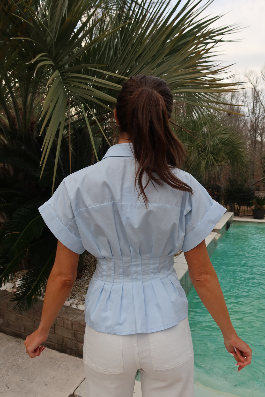 Willow Waist Top- Sky Blue