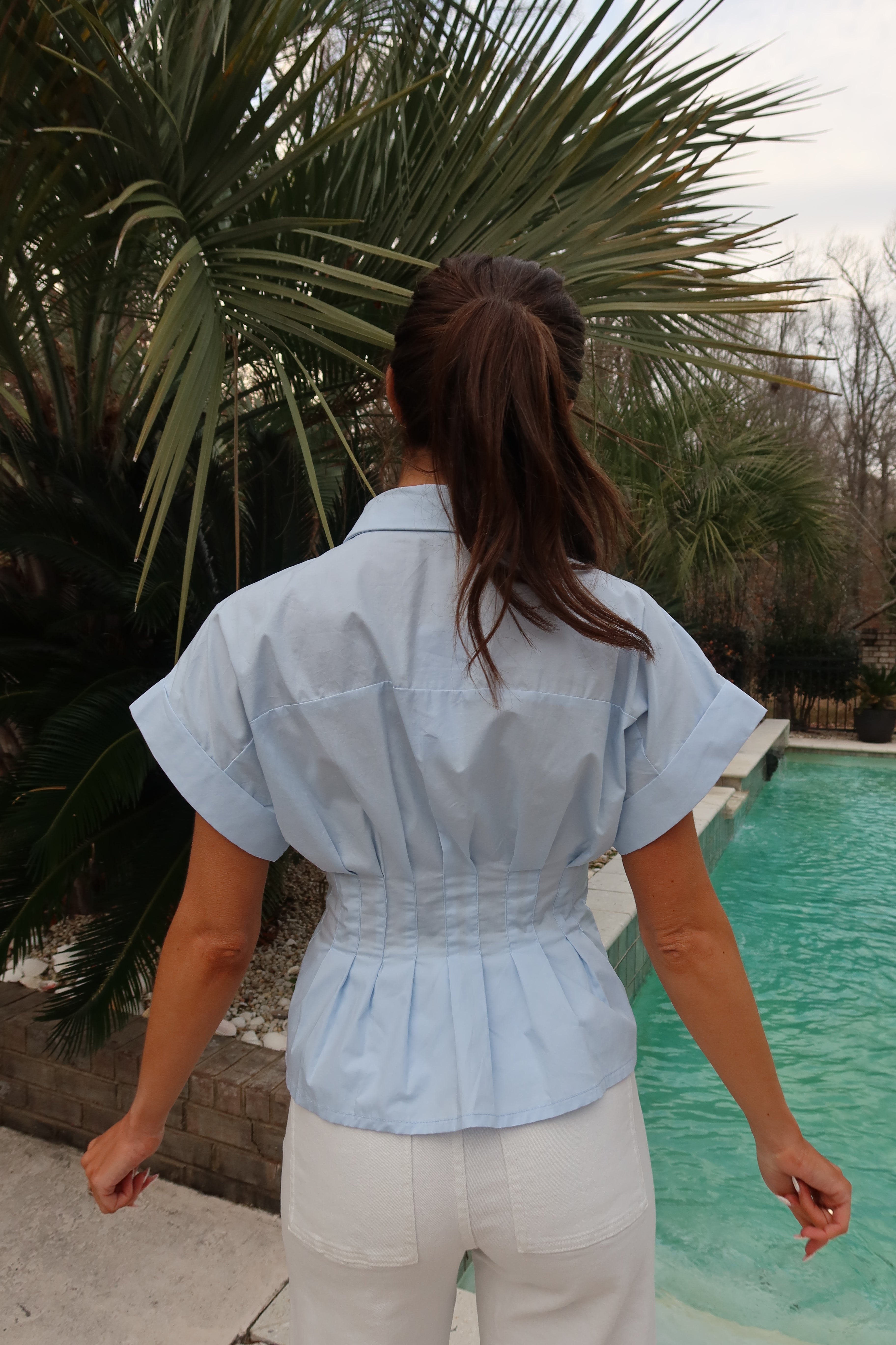 Willow Waist Top- Sky Blue