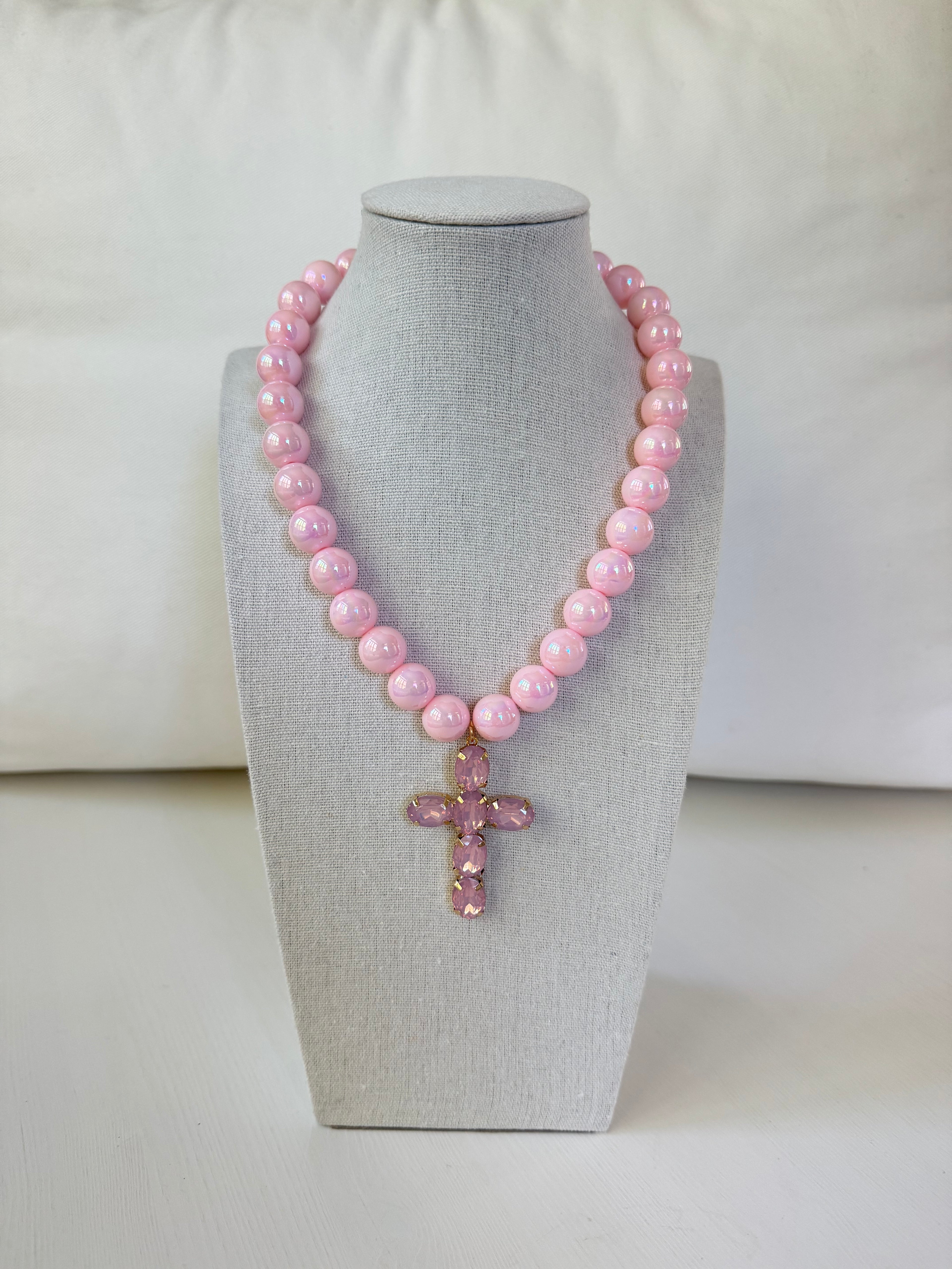 Pink Cross Necklace