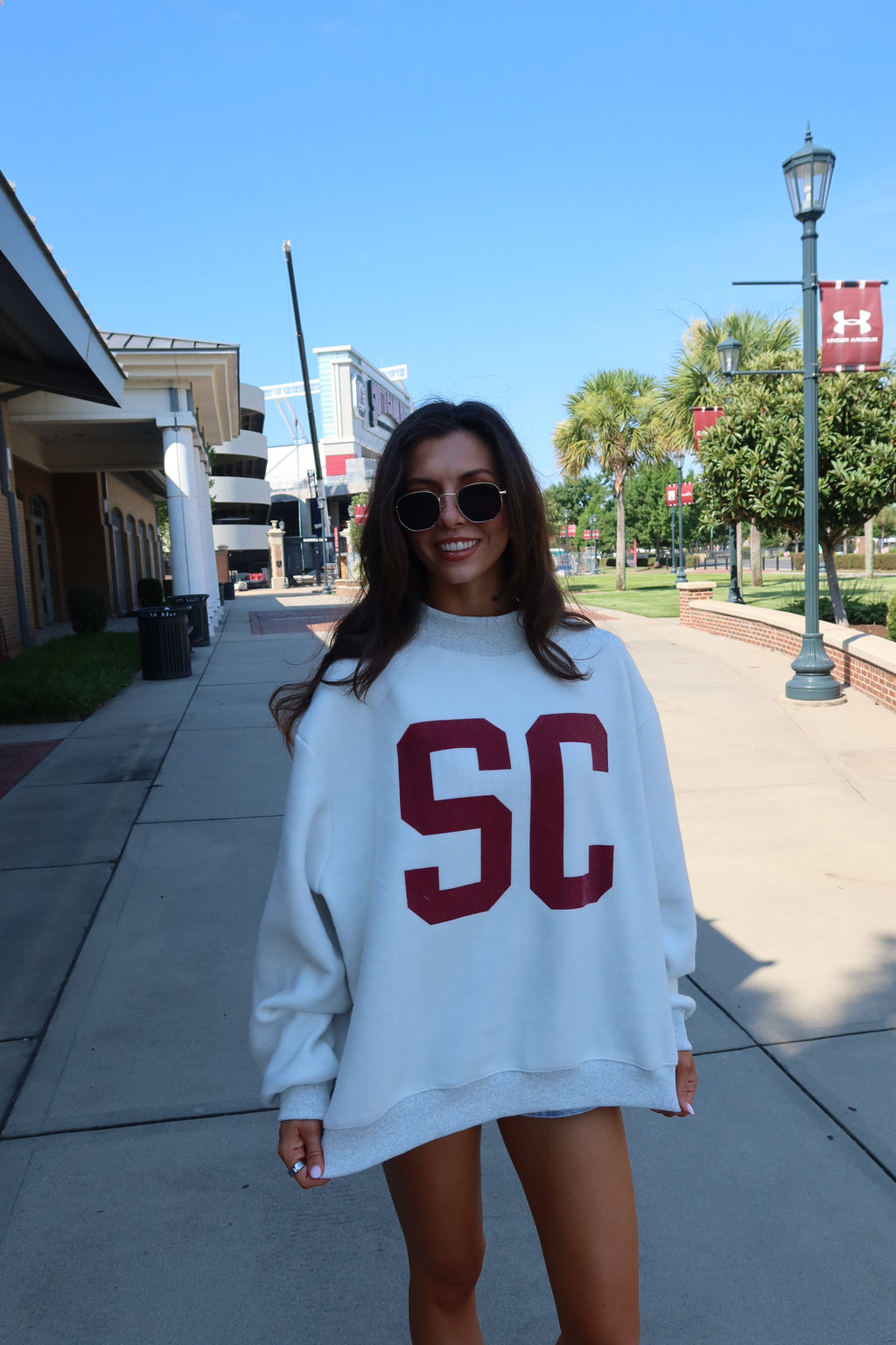 South Carolina/SC Reversible Sweatshirt- Ash Grey