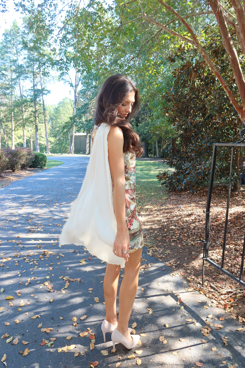 Swan Garden Mini Dress- Multi