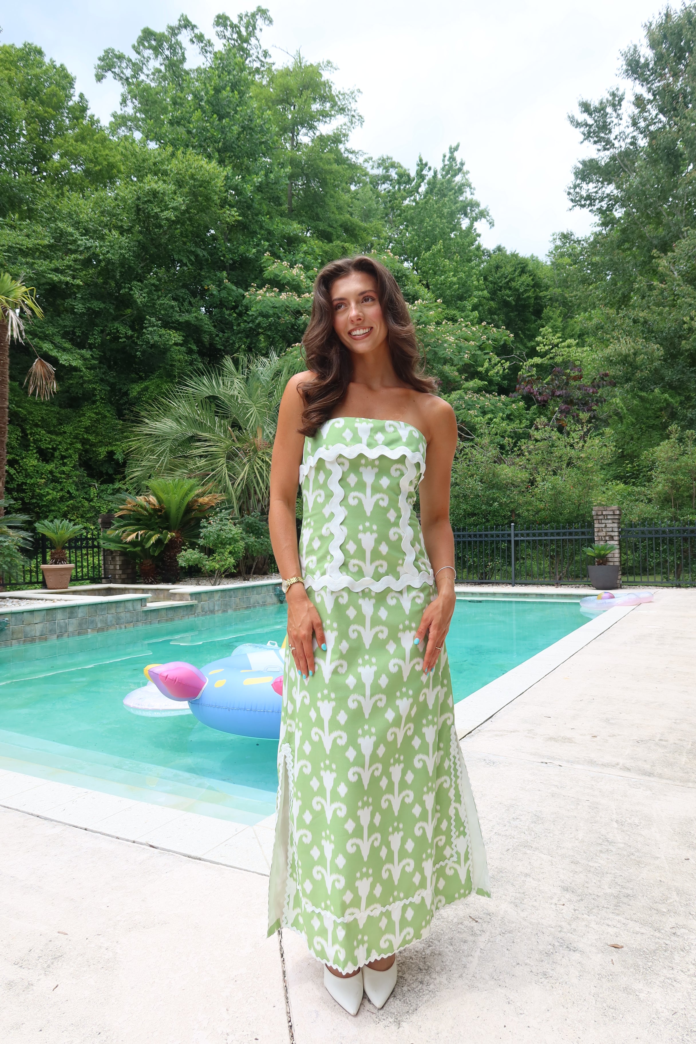 Palm Royale Maxi Dress- Green/White