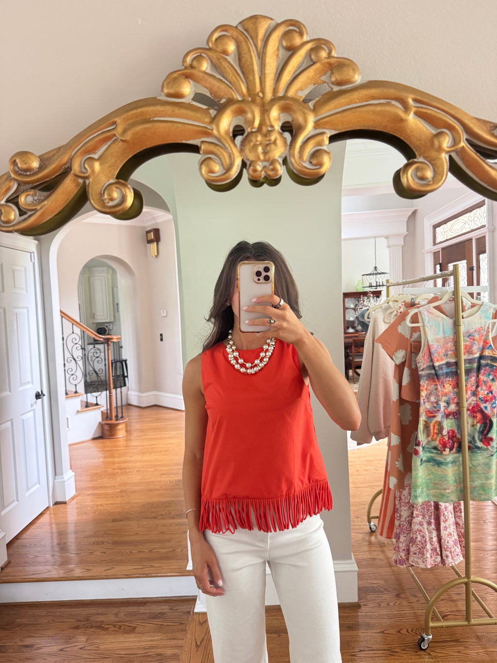First Down Fringe Top- Orange