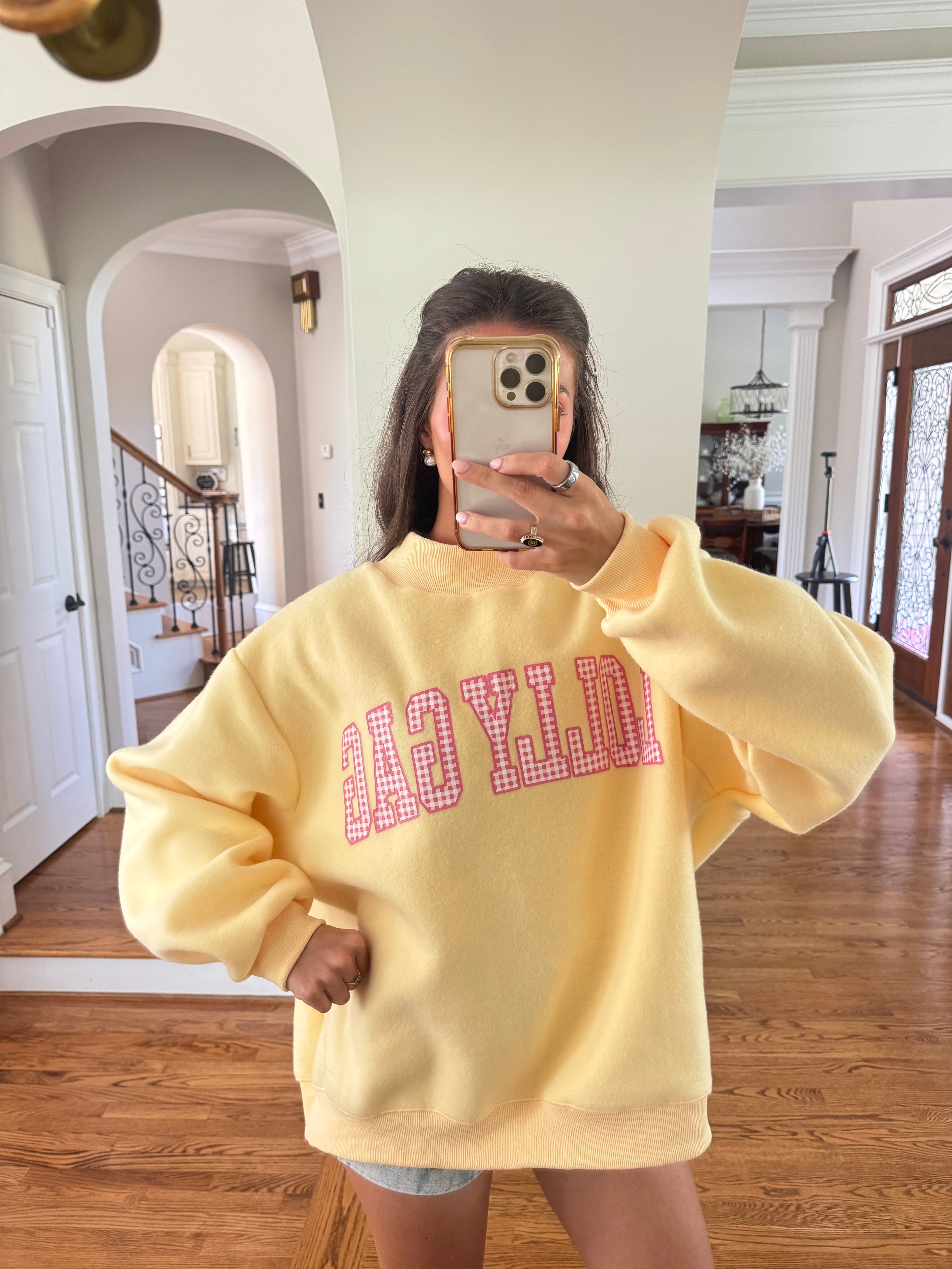 Dilly Dally/Lolly Gag Reversible Sweatshirt- Butter Yellow