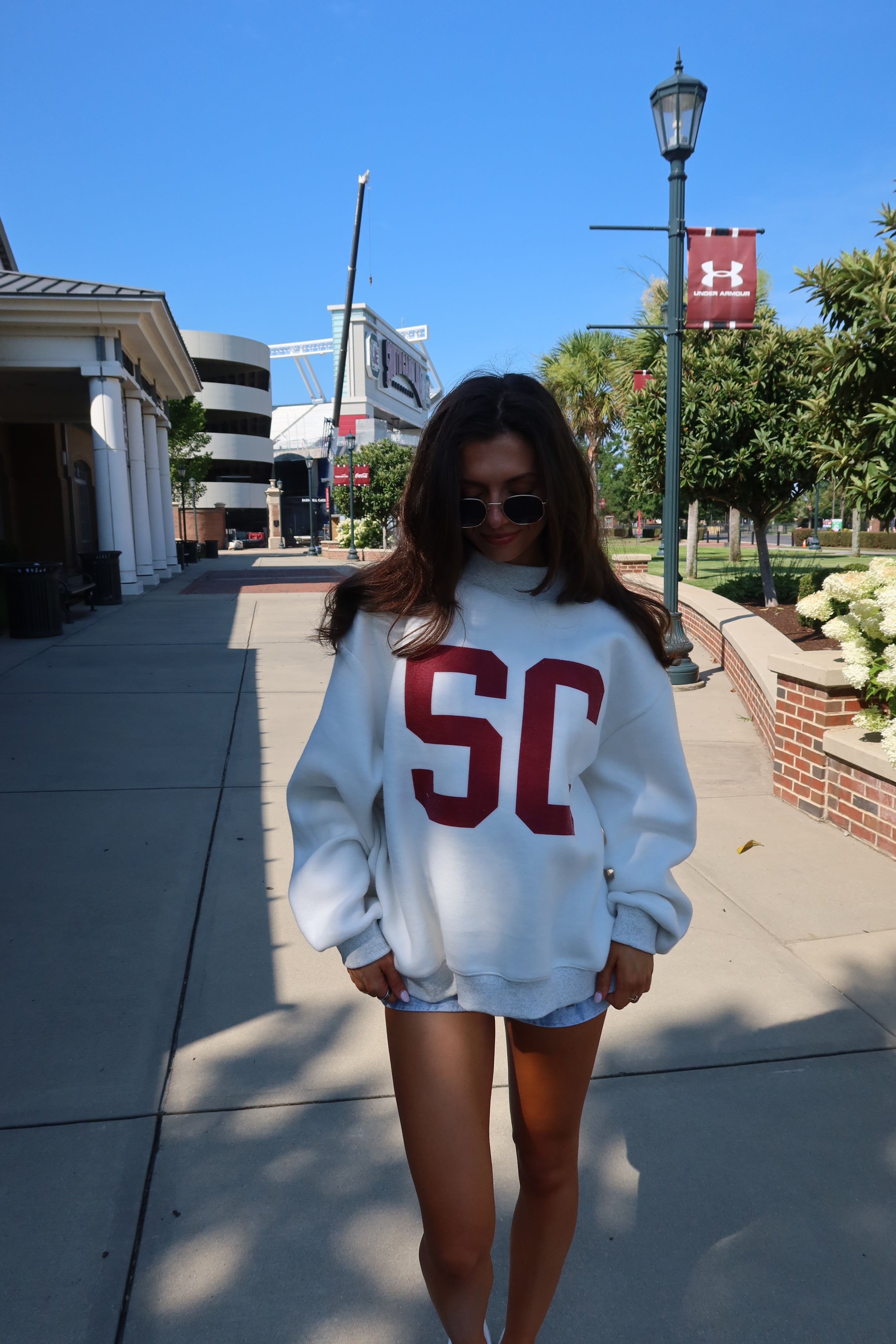 South Carolina/SC Reversible Sweatshirt- Ash Grey