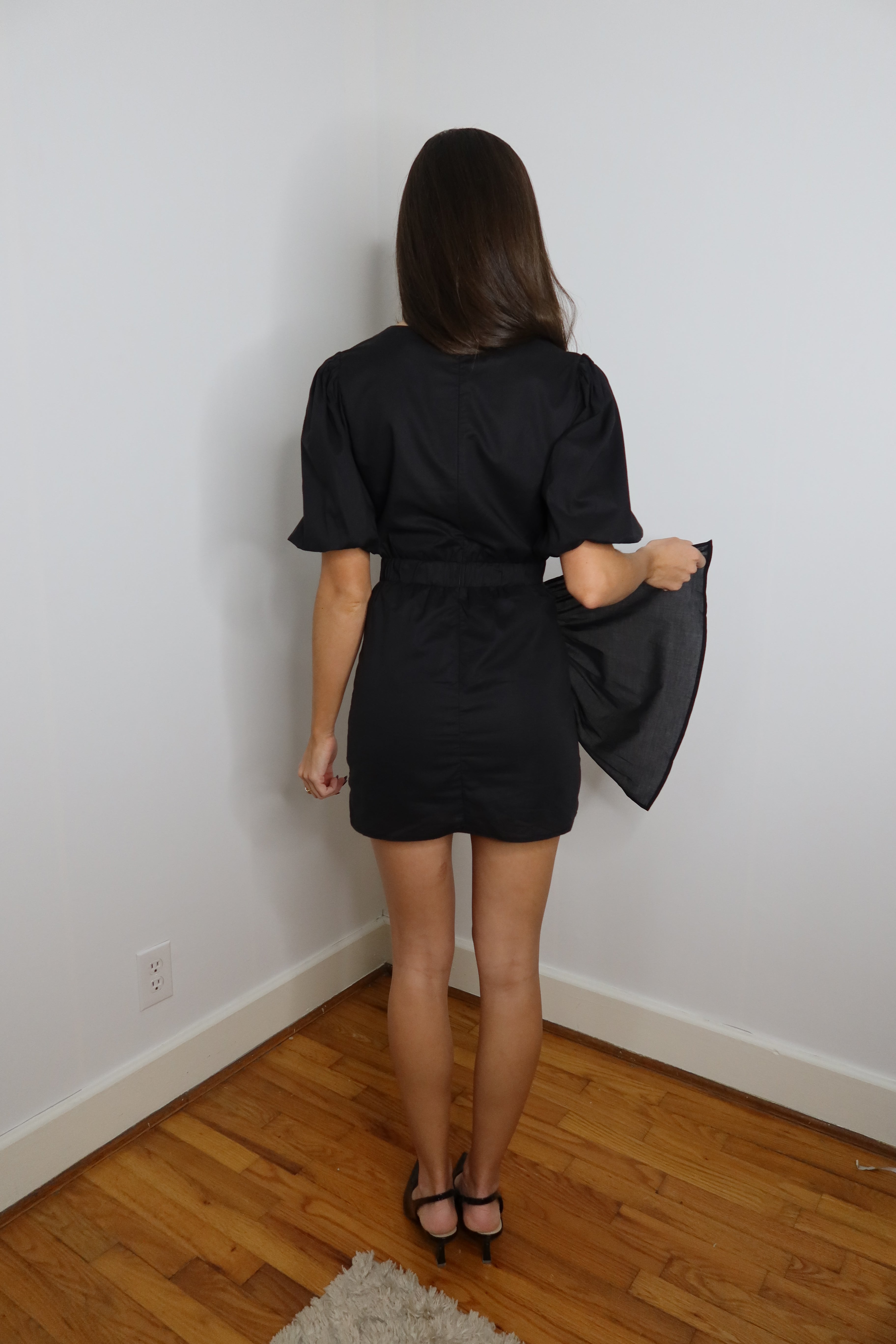 Blair Ruched Mini Dress- Black