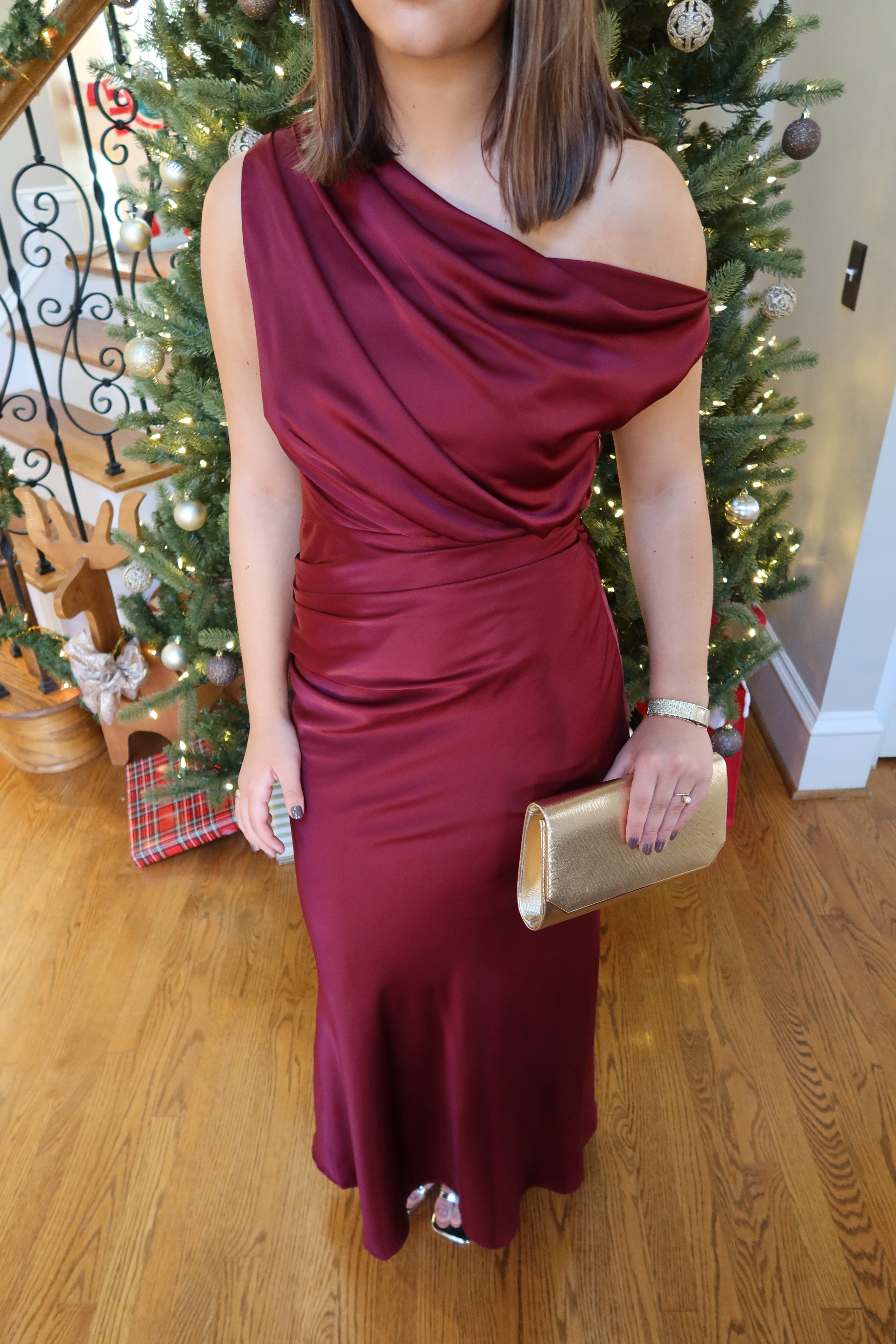 Selena One Shoulder Maxi Dress- Wine