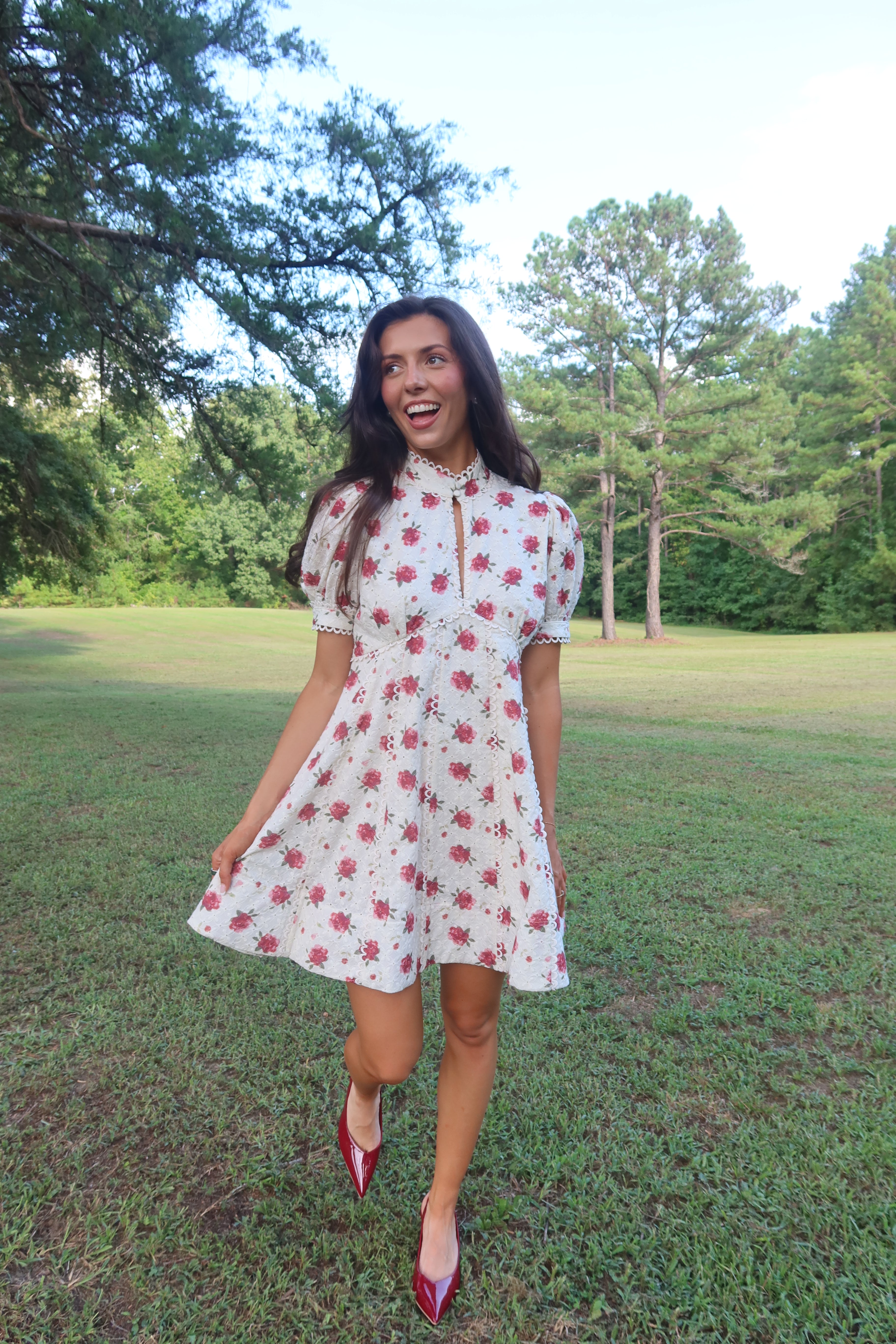 Autumn Embroidered Mini Dress- Floral