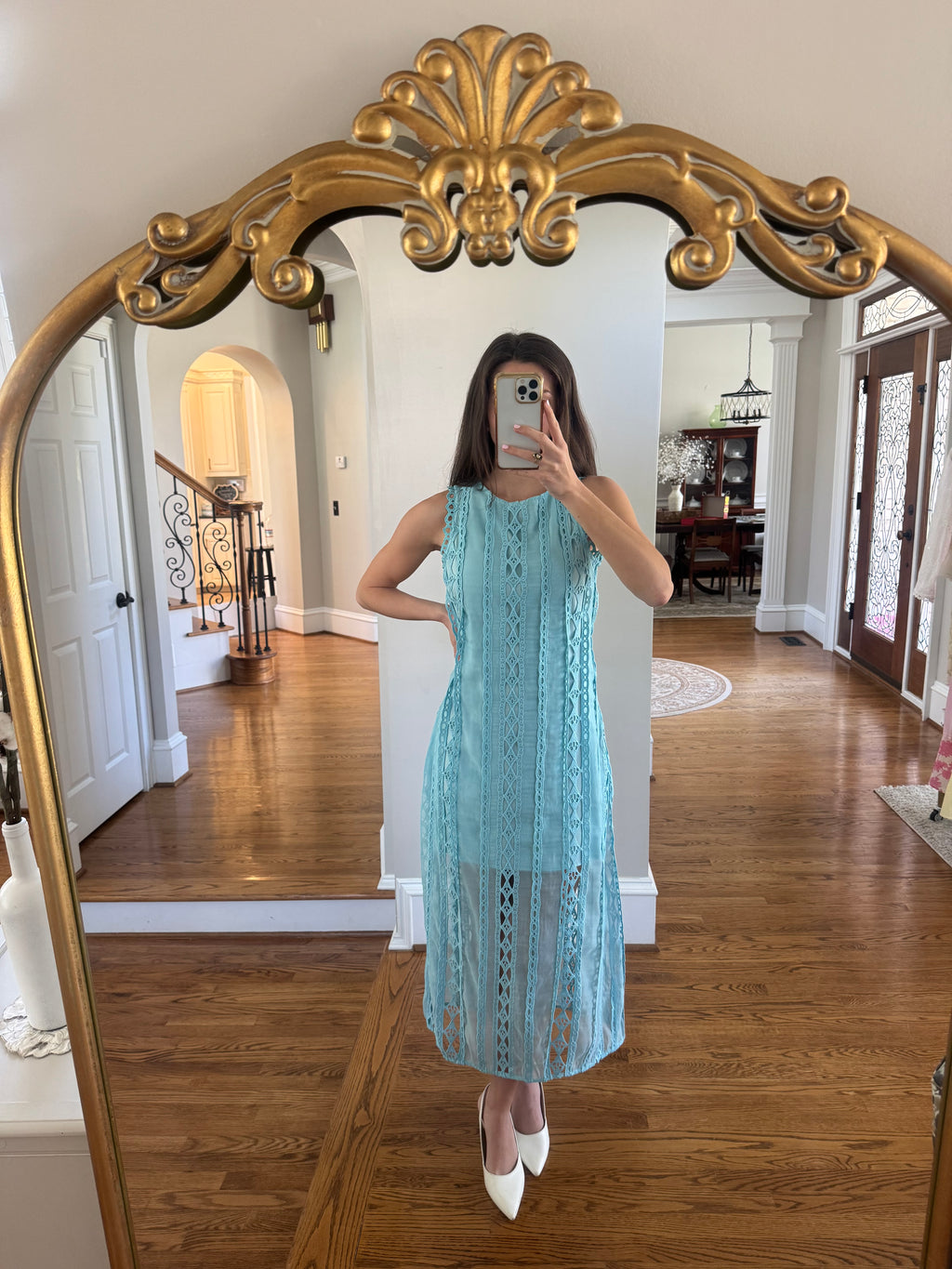 Tea at the Terrace Midi Dress- Sky Blue