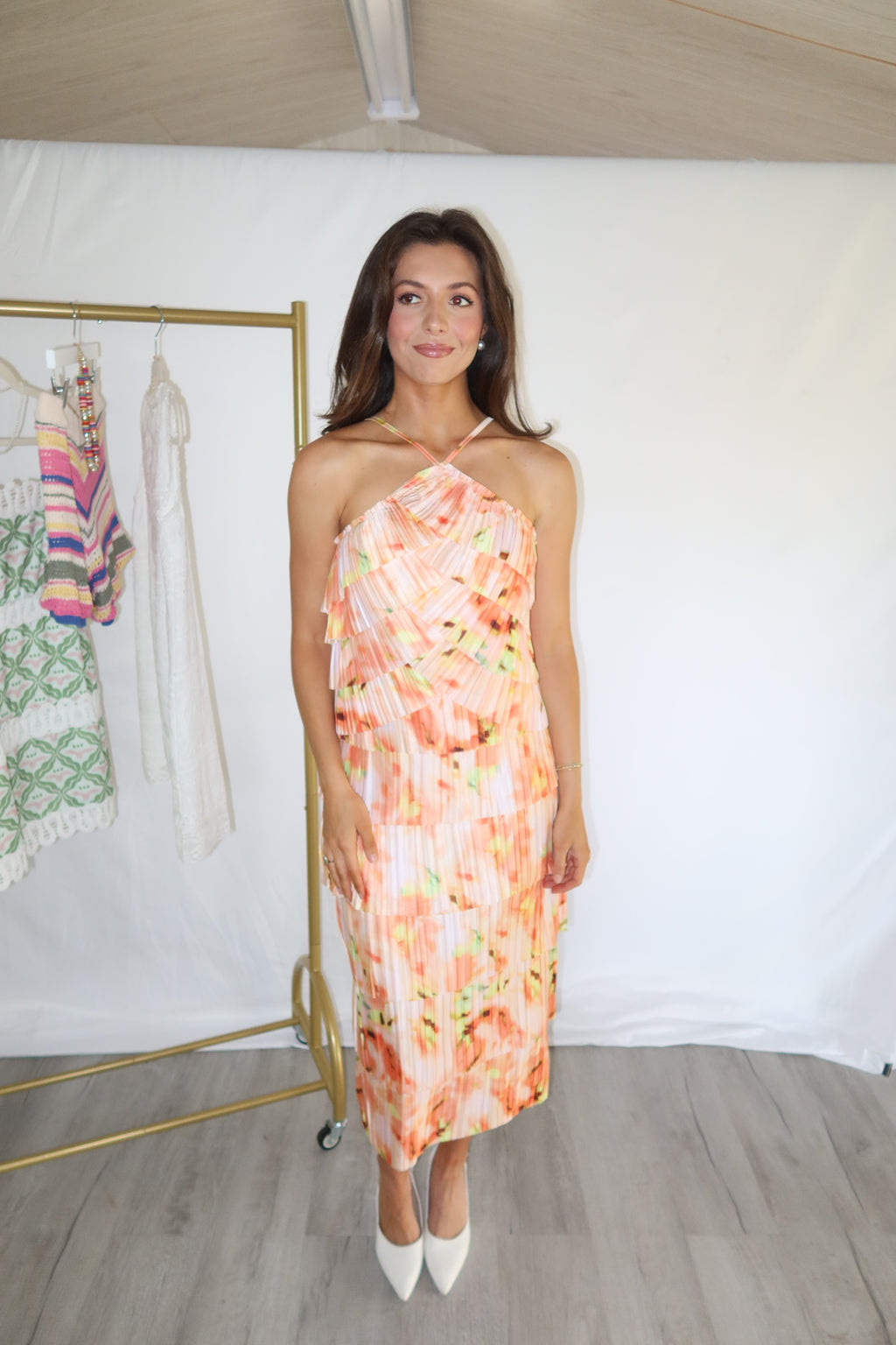 Riviera Citrus Midi Skirt- Orange Multi