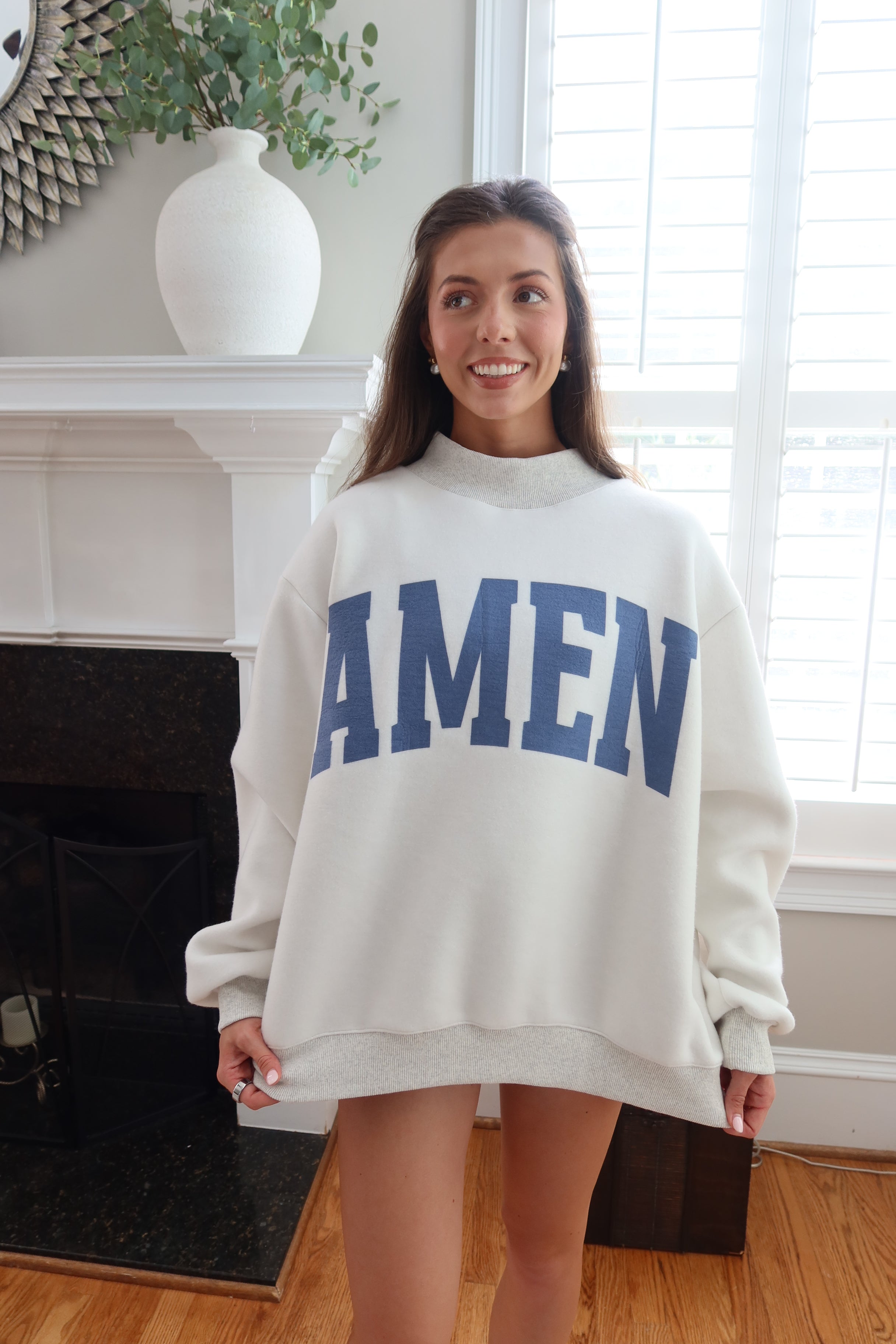 WWJD/AMEN Reversible Sweatshirt- Ash Gray