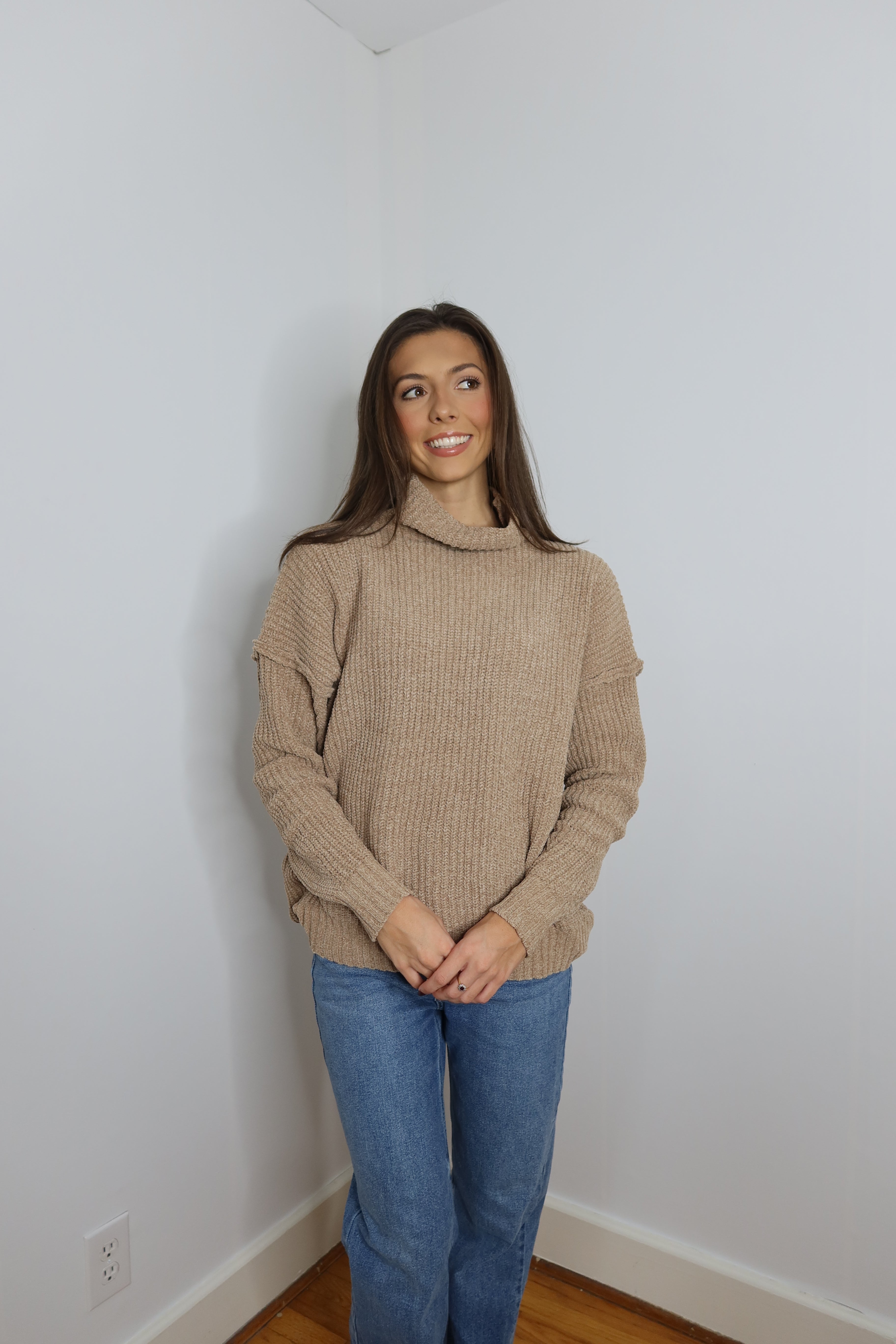 Sandy High Neck Sweater - Sand