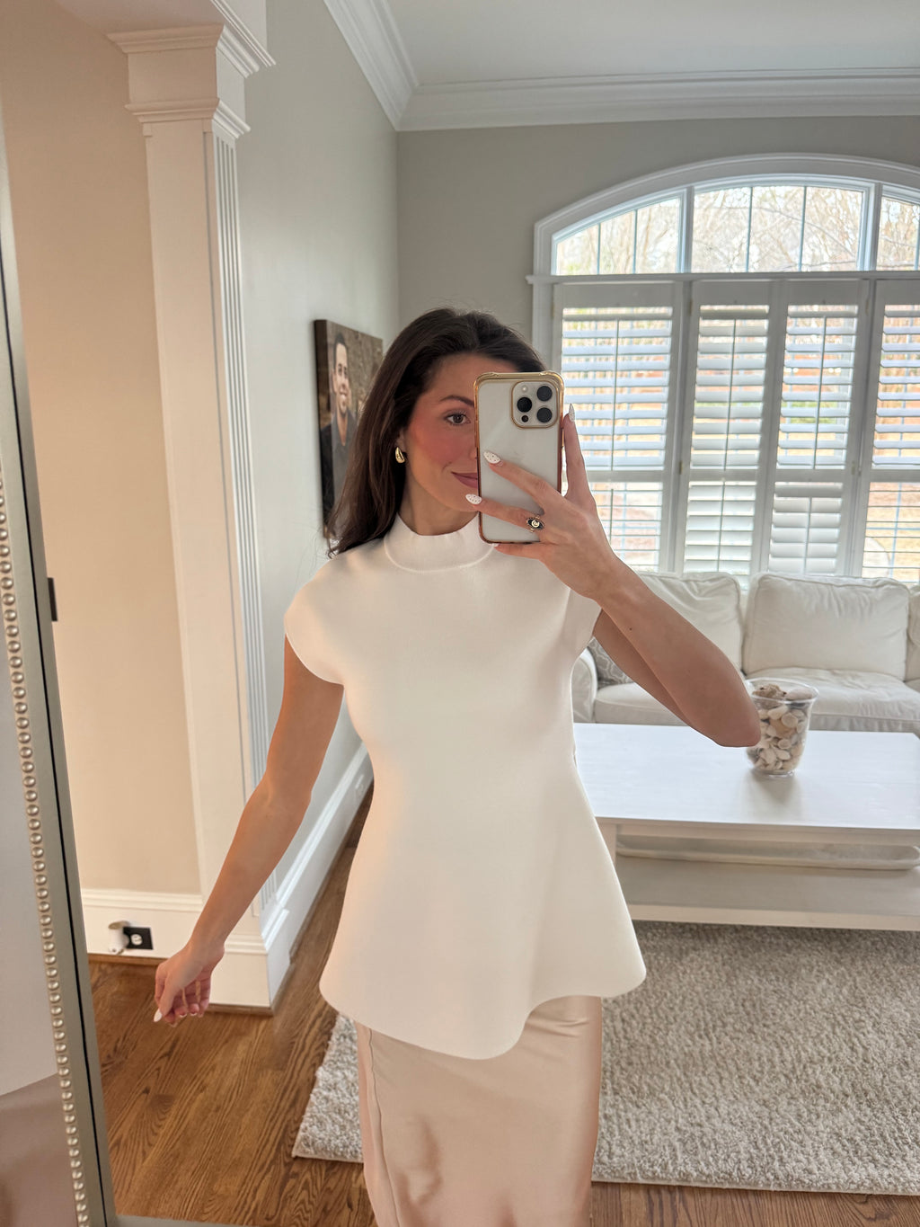 Pearl Peplum Sweater- Ivory