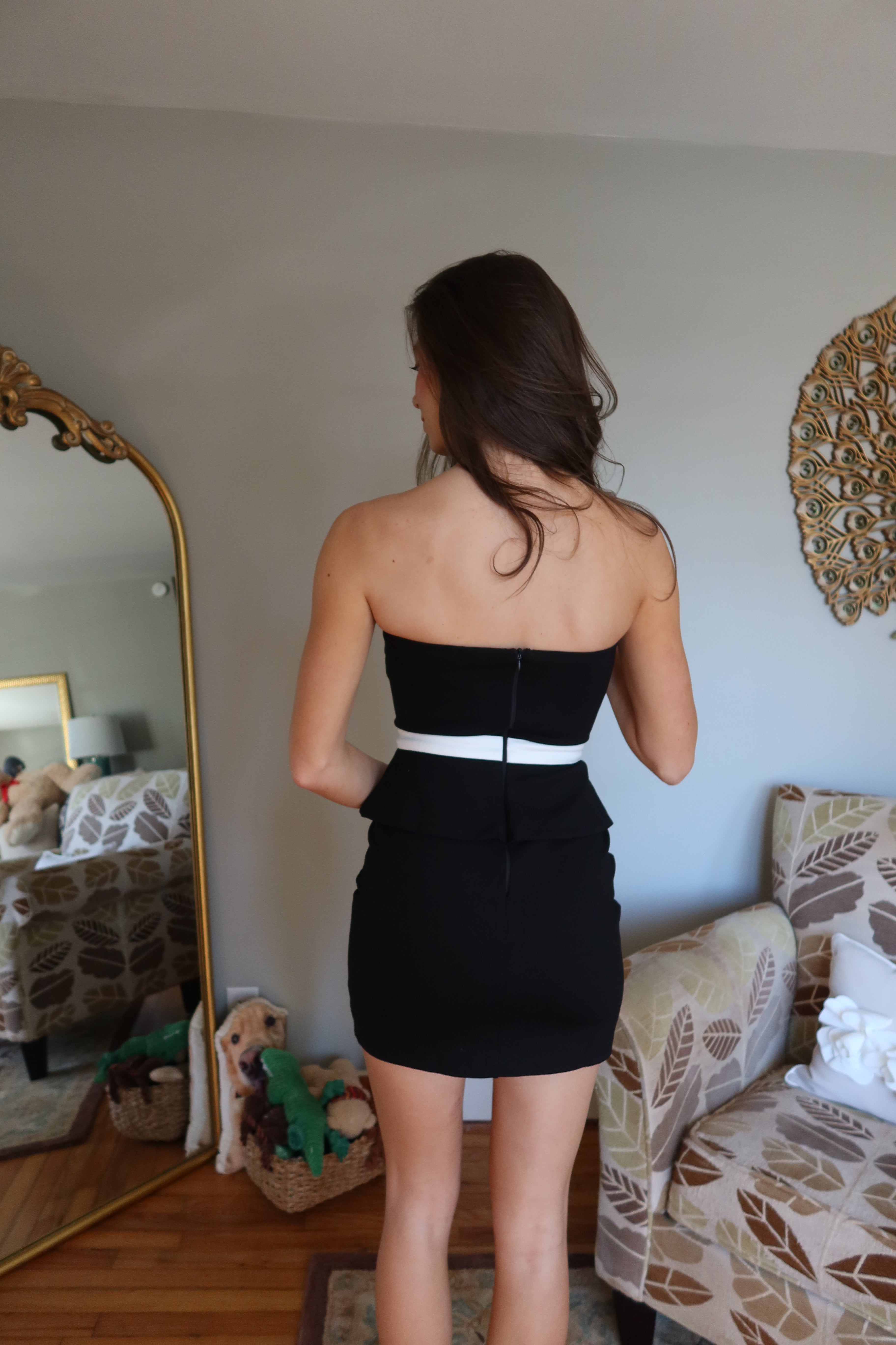 Coquette Bow Mini Dress- Black/White
