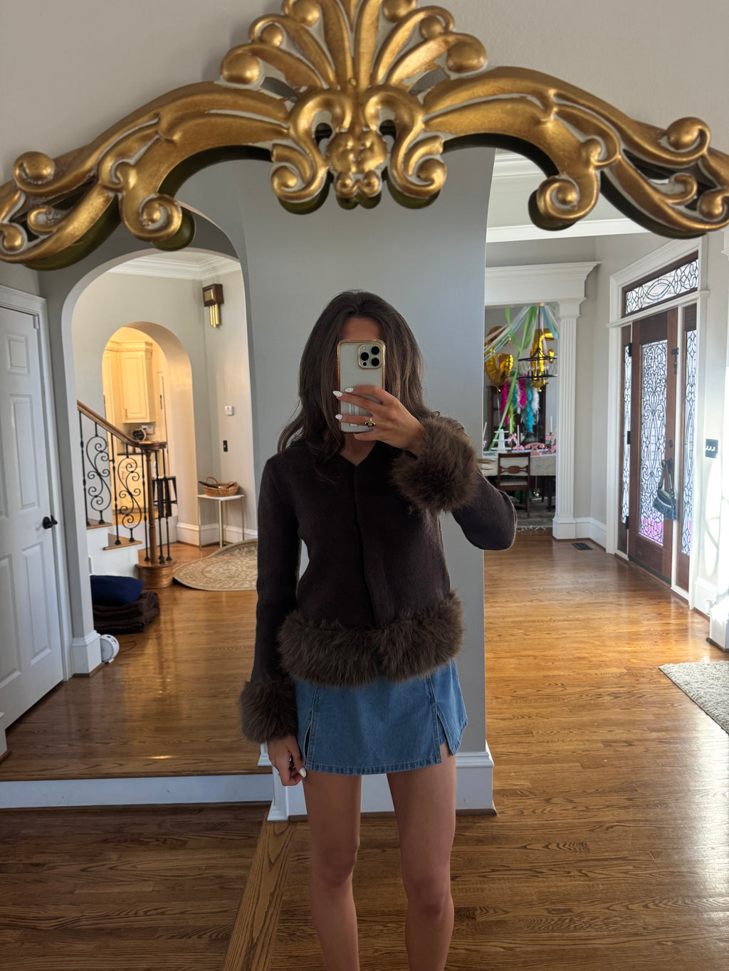 Manhattan Fur Cardigan- Brown
