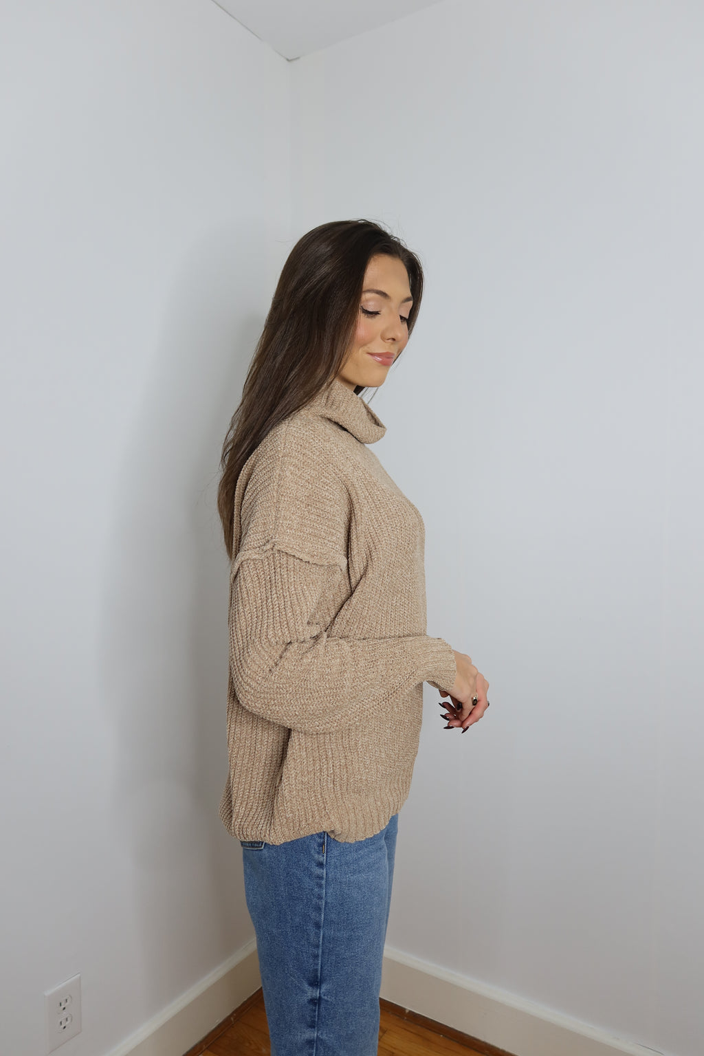 Sandy High Neck Sweater - Sand