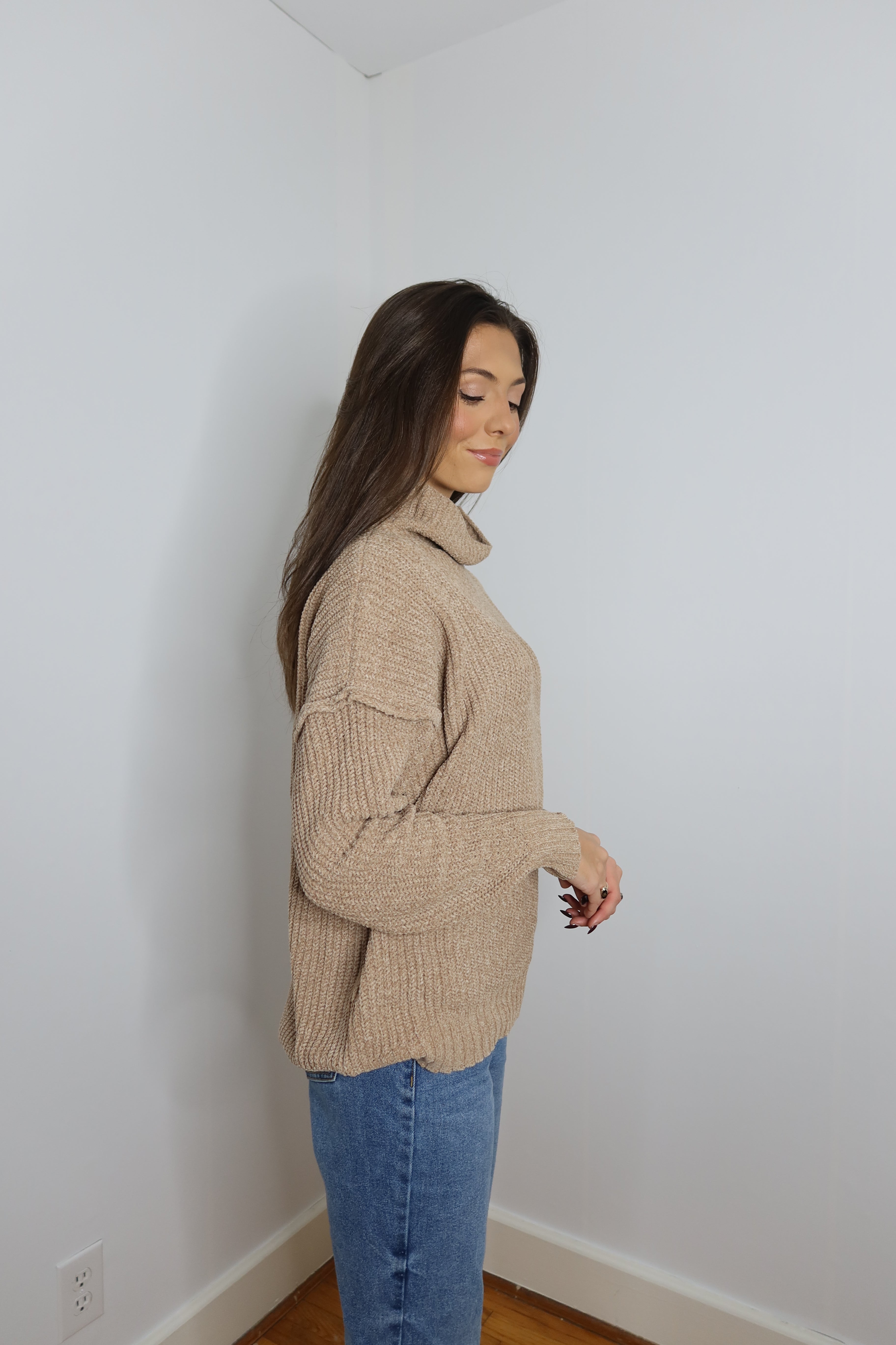 Sandy High Neck Sweater - Sand