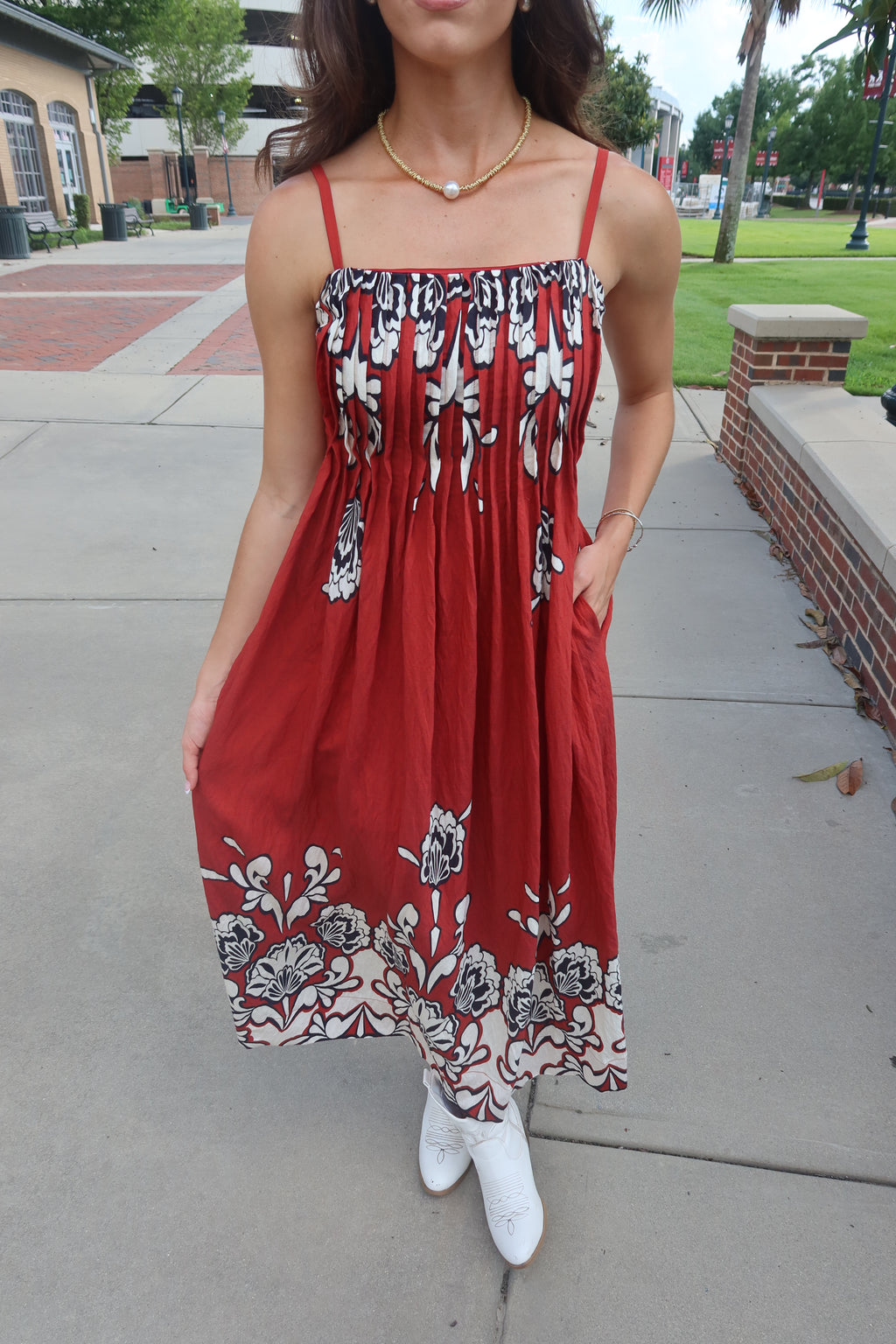 Carolina Walk Maxi Dress- Brick