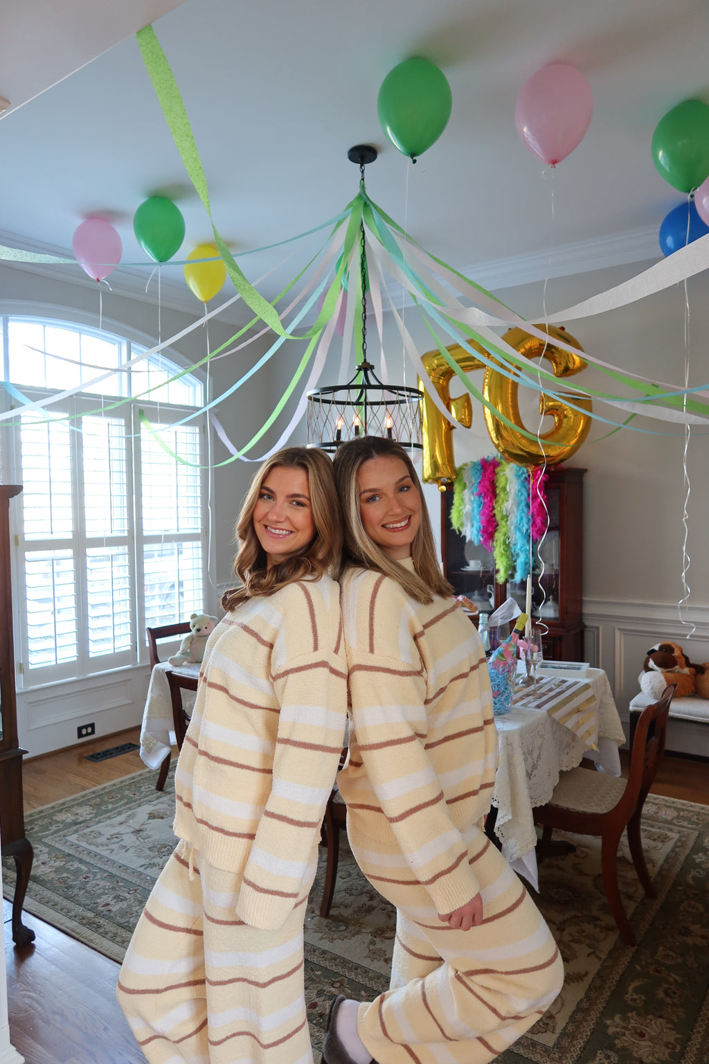 Sister Stripe Set- Yellow/Cream