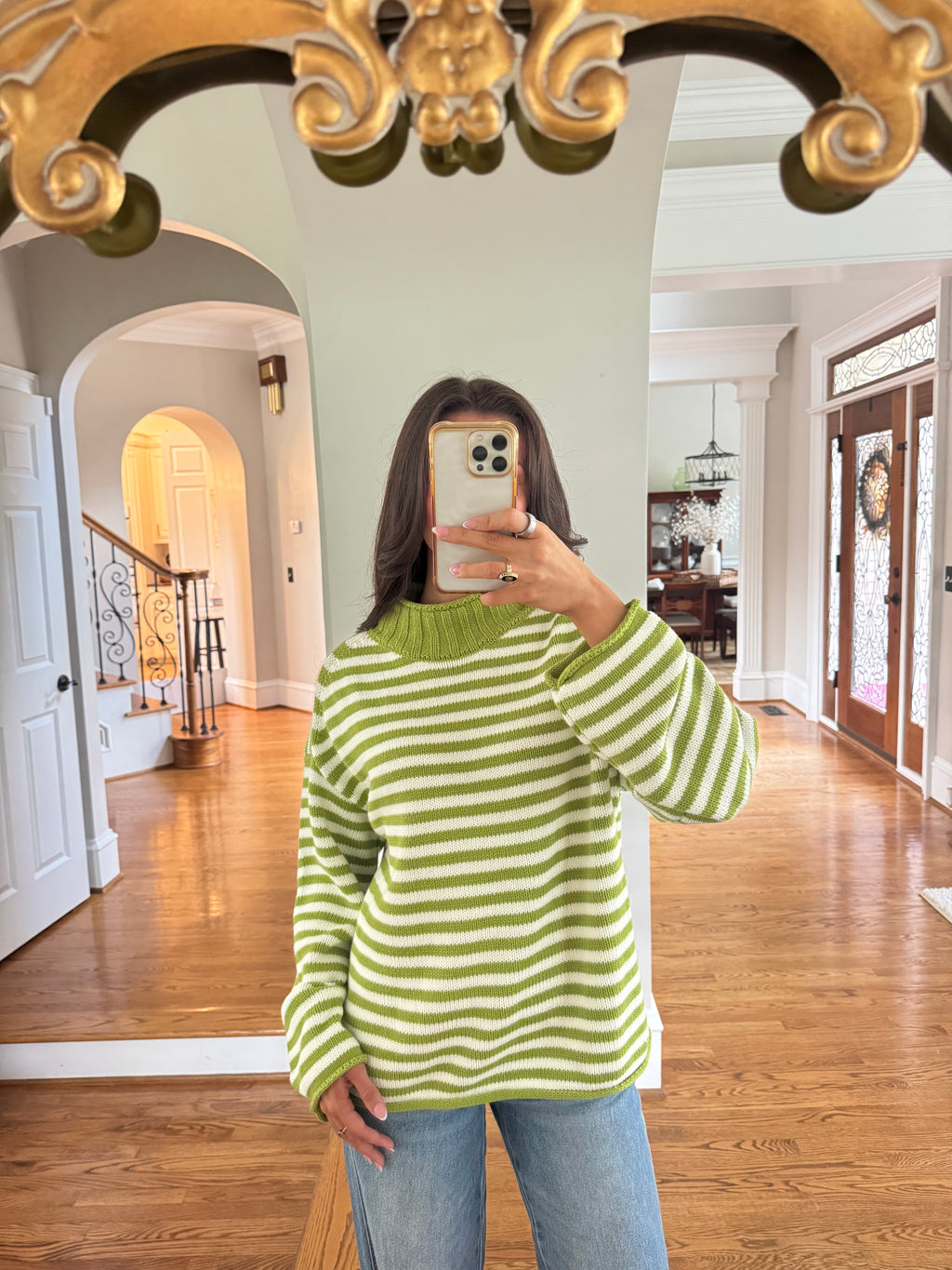 Matcha Striped Sweater- Matcha Green/White