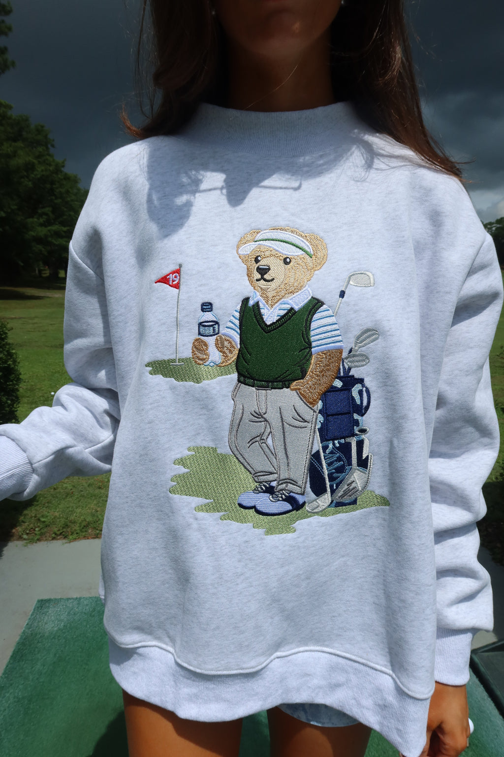 Tee Time Teddy Sweatshirt- Pearl Grey