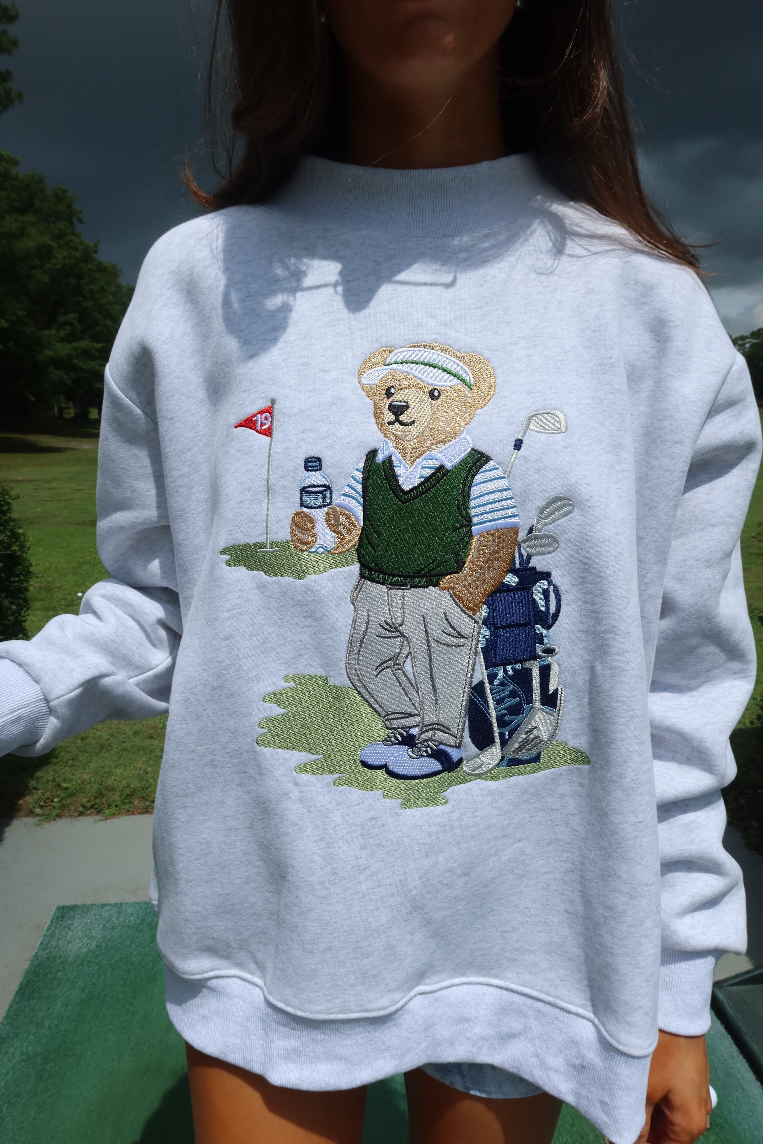 Tee Time Teddy Sweatshirt- Pearl Grey