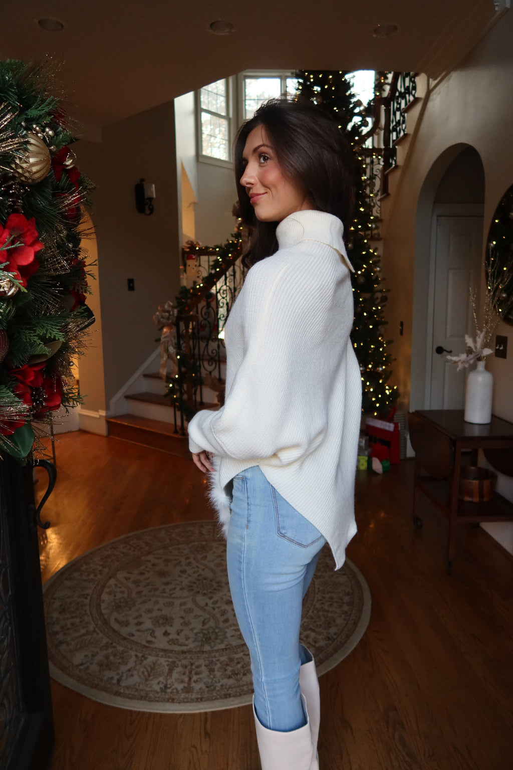 Sugar Plum Hem Sweater- Ivory