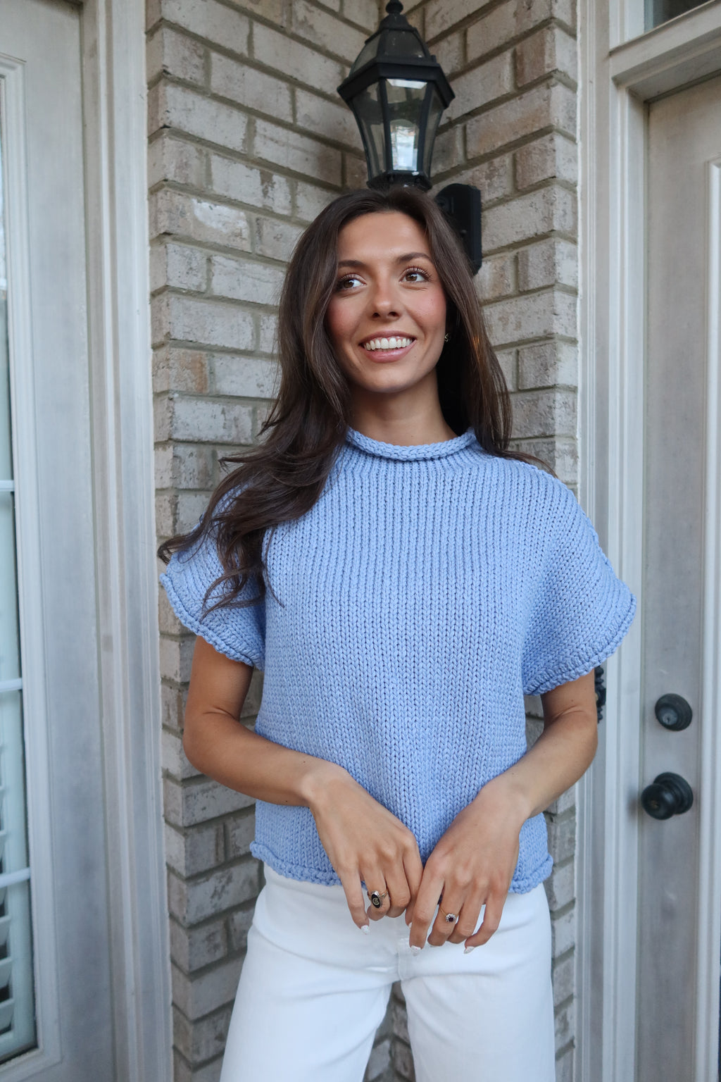 Mallory Chunky Knit Sweater- Sky Blue