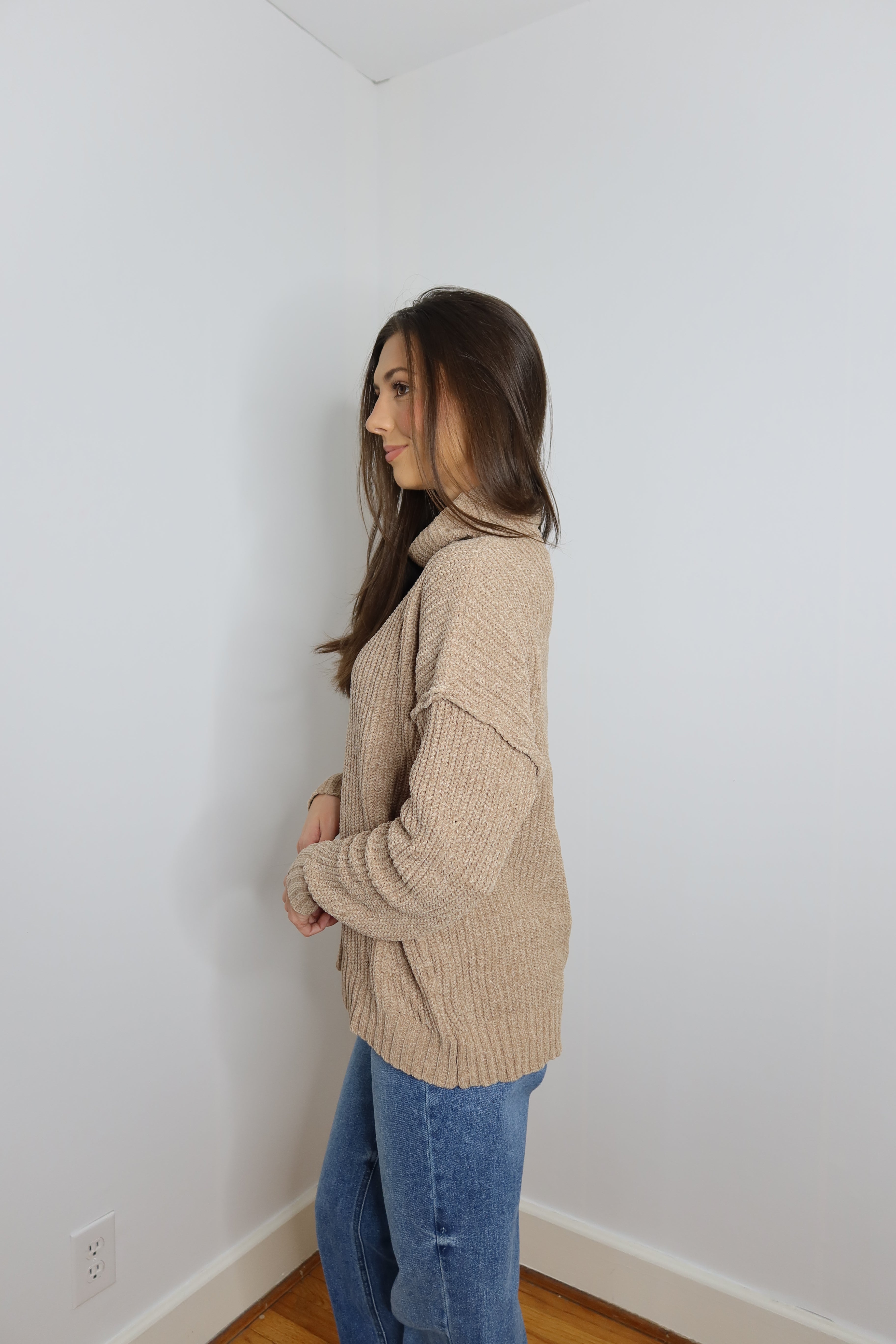 Sandy High Neck Sweater - Sand