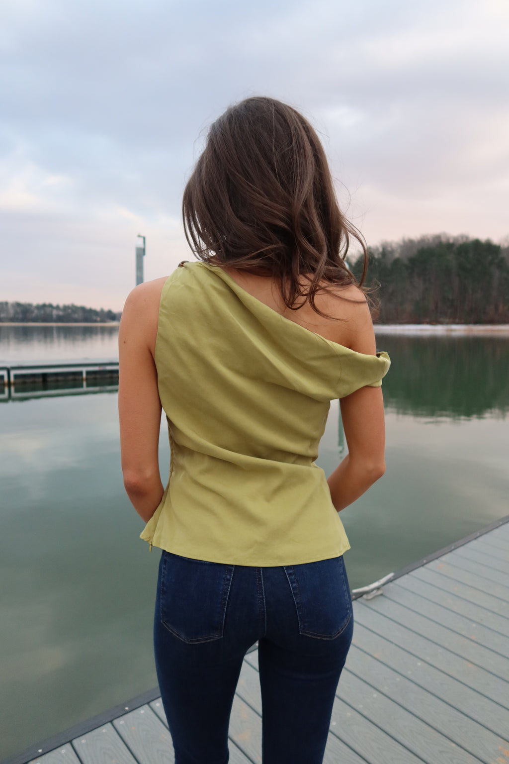 Meadow Twisted Bead Top- Chartreuse