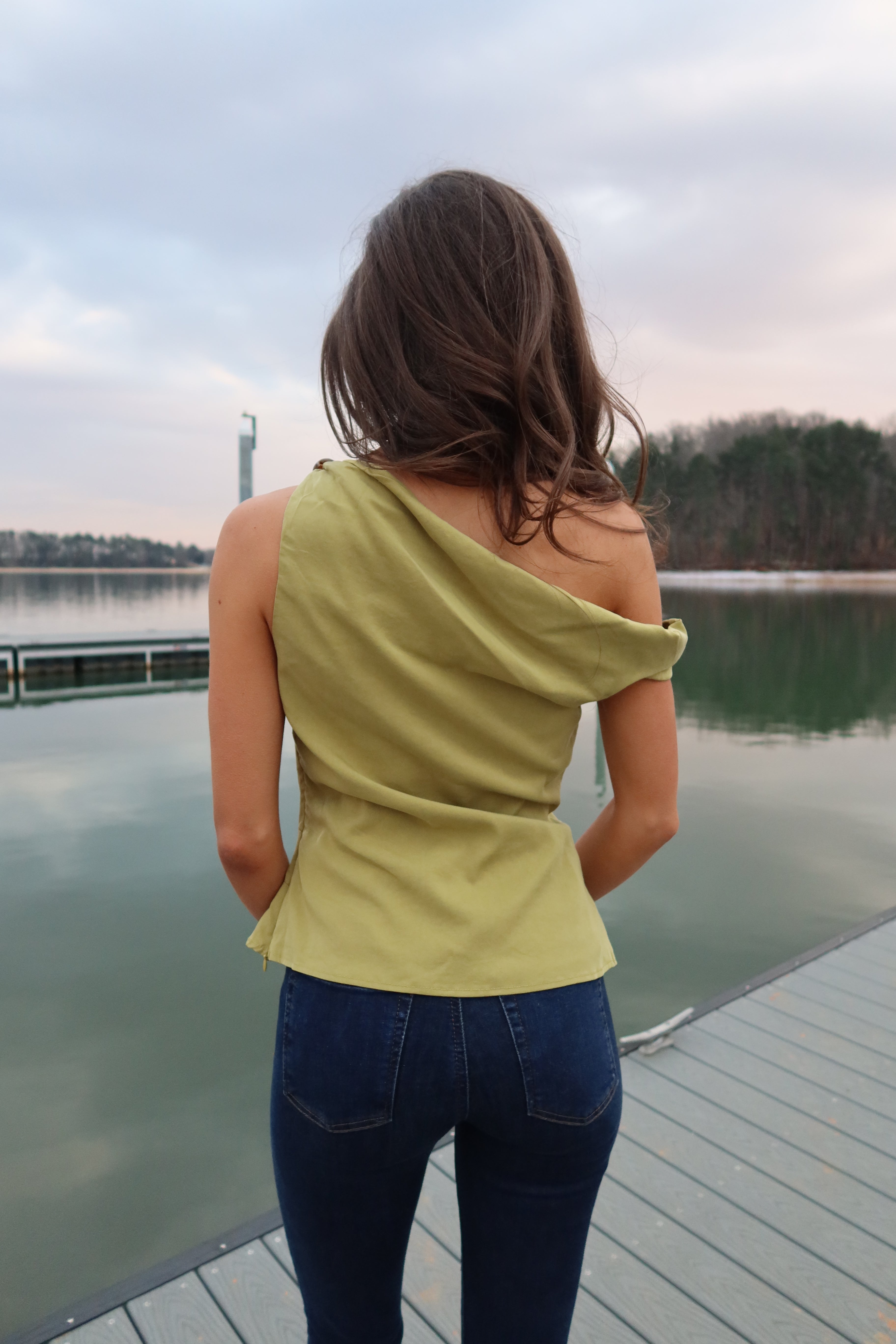 Meadow Twisted Bead Top- Chartreuse