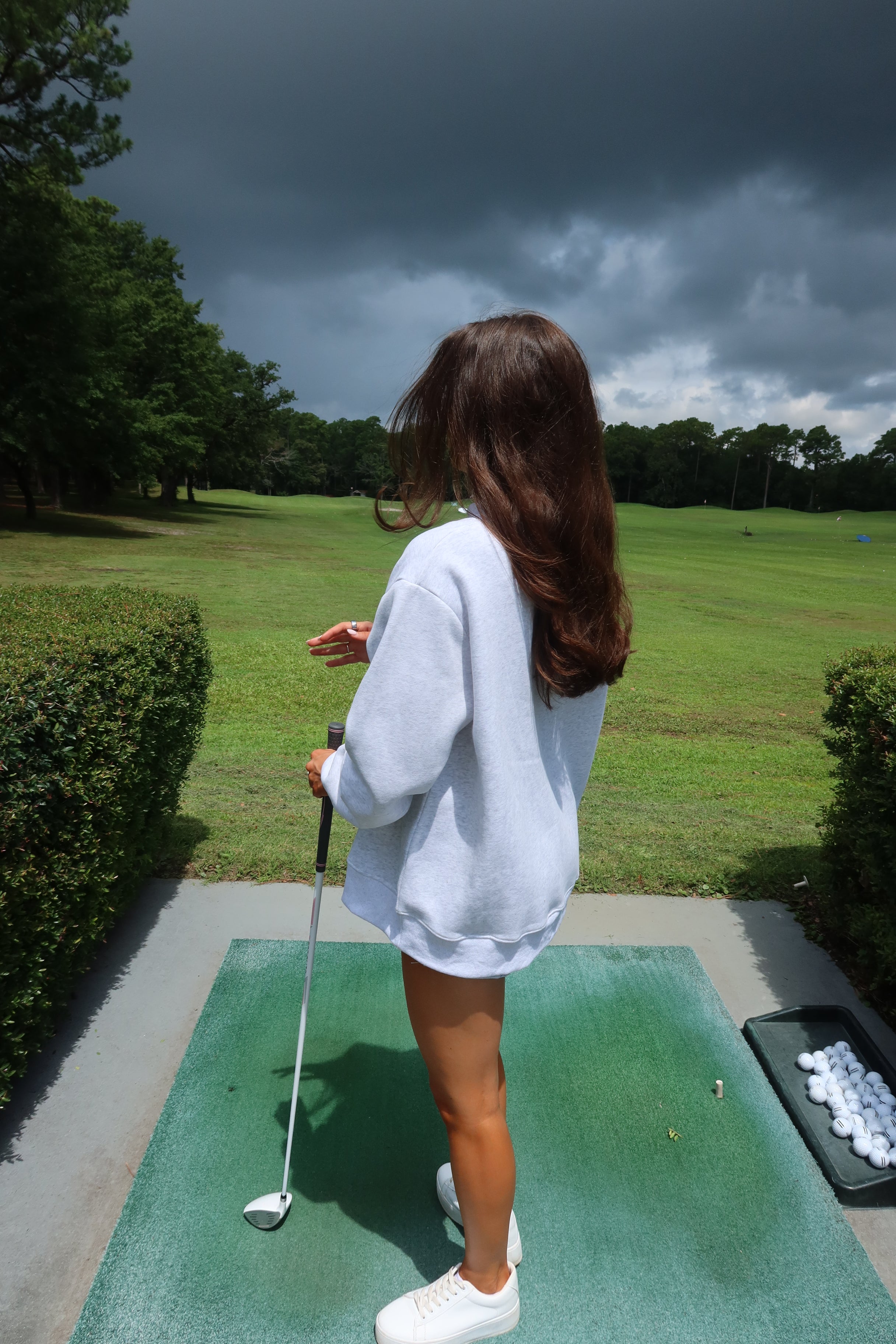 Tee Time Teddy Sweatshirt- Pearl Grey