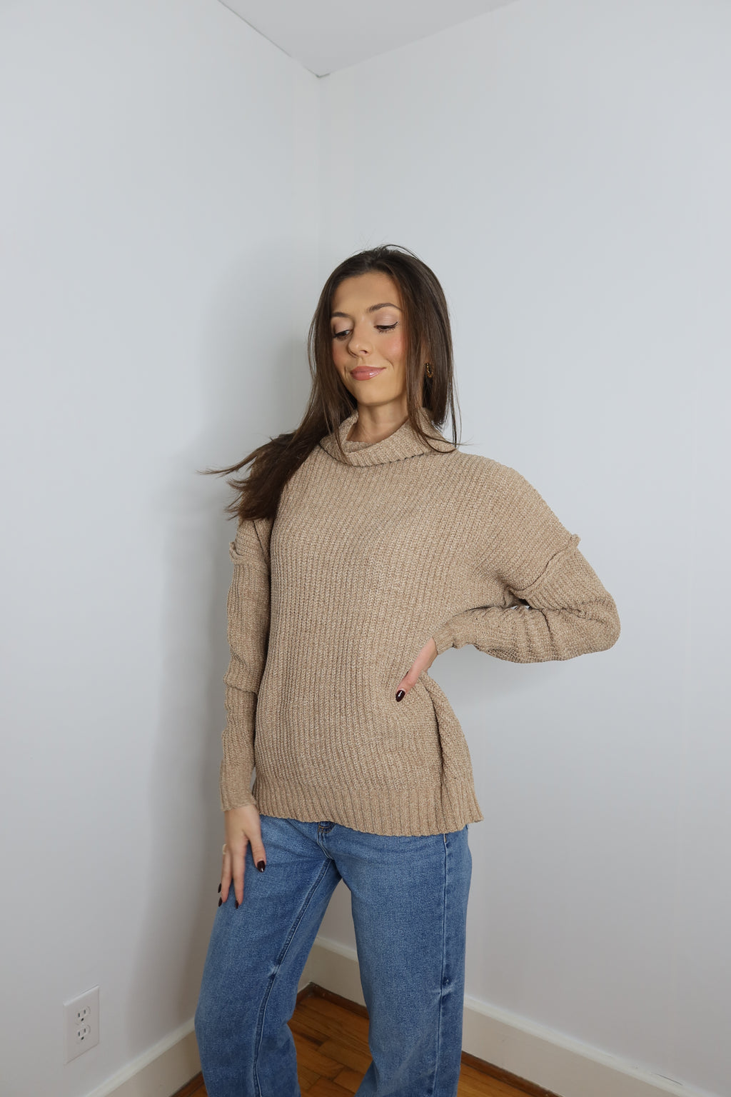 Sandy High Neck Sweater - Sand