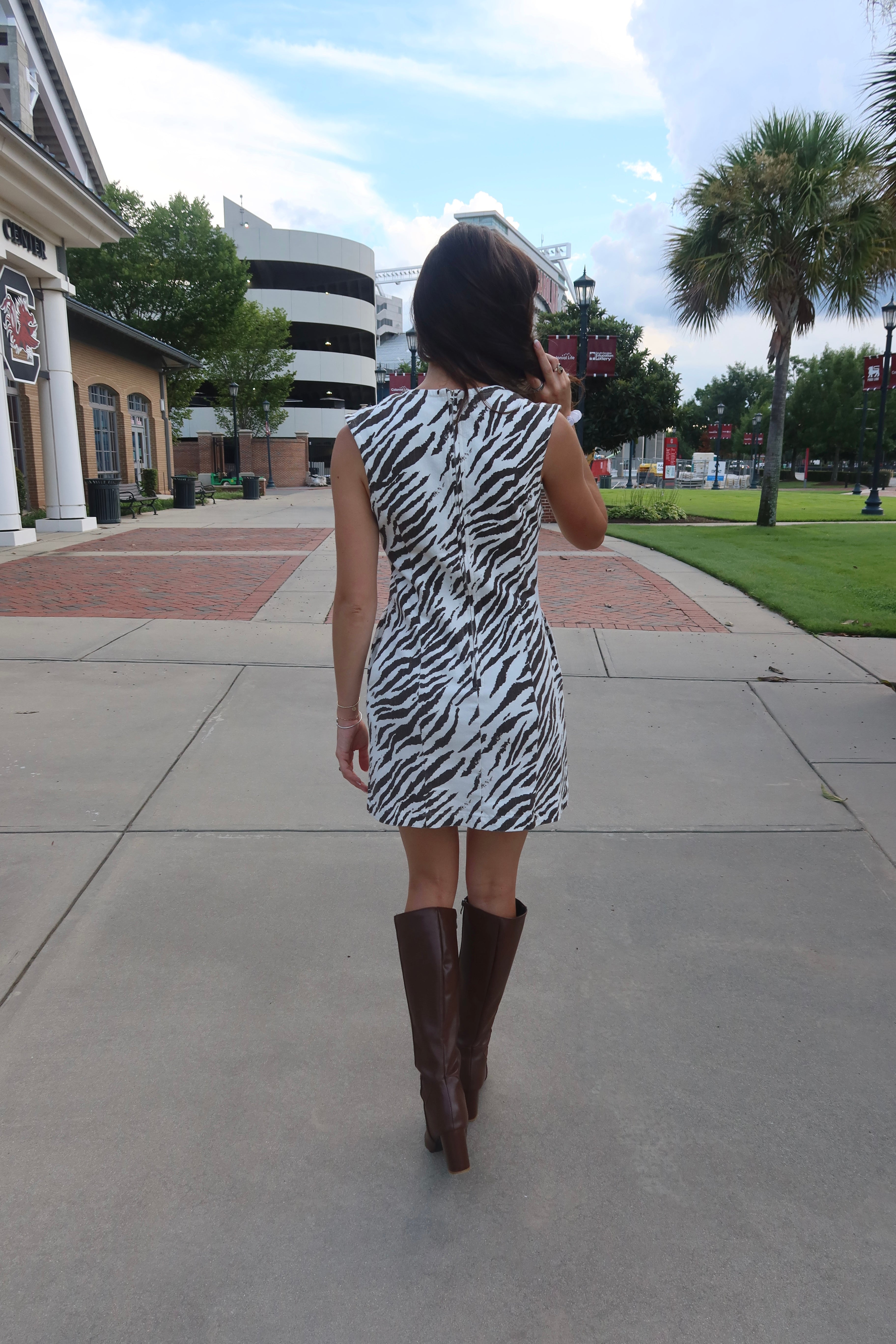 Simone Zebra Mini Dress- Ecru