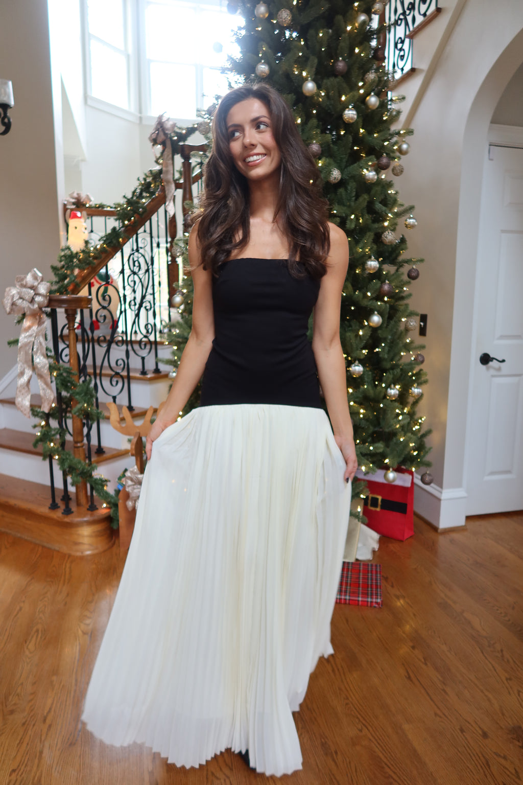 Serena Drop Waist Maxi Dress- Black/Cream