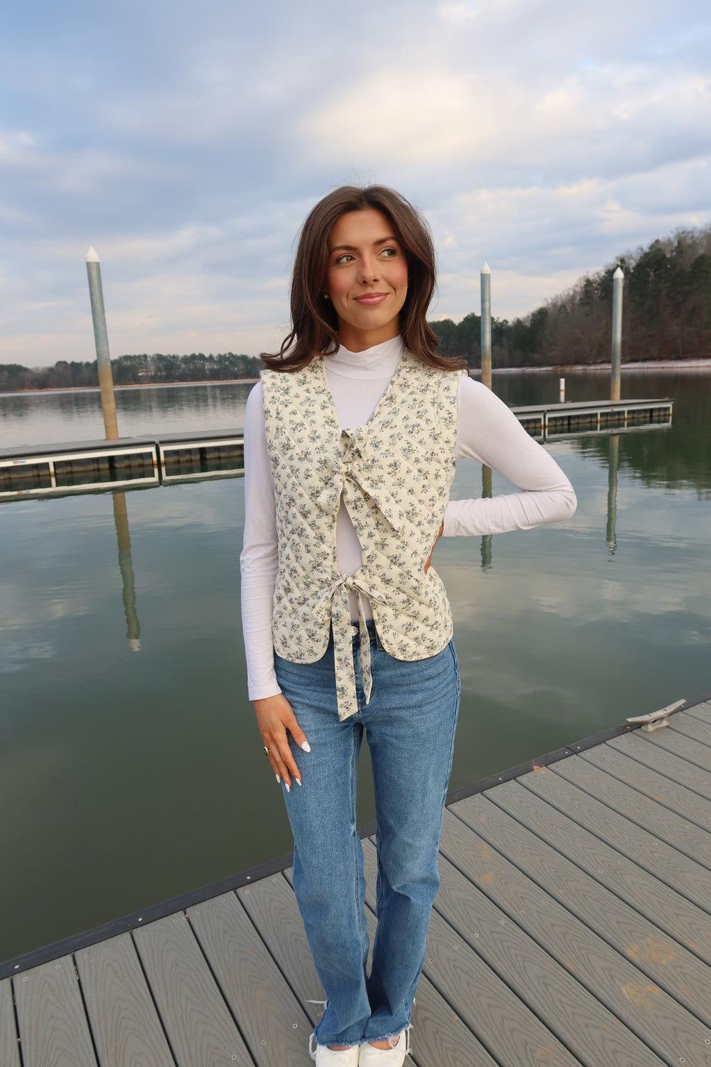 Delilah Quilted Vest- Cream