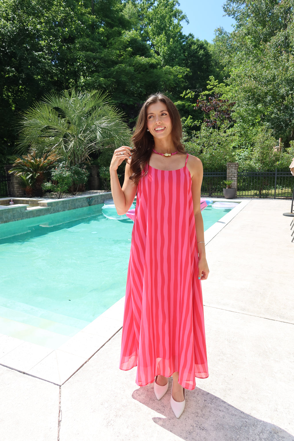 Sangria Sunset Maxi Dress- Red/Pink
