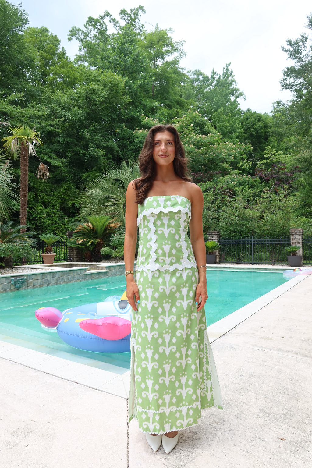 Palm Royale Maxi Dress- Green/White