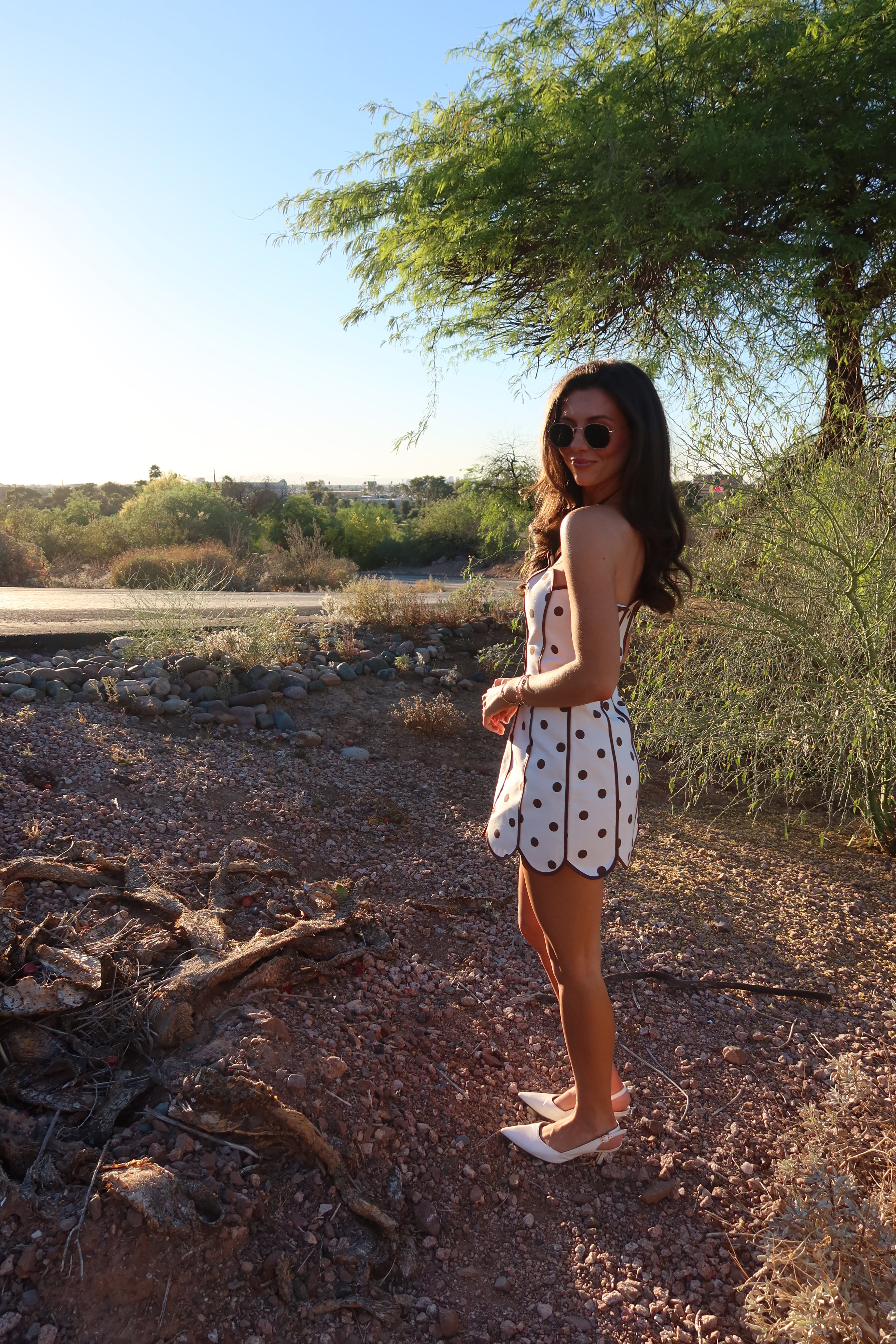 Scottsdale Dot Mini Dress- Cream/Brown