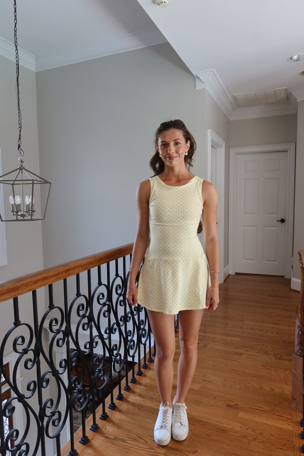 Hallie Polka Dot Athletic Dress- Lemon/Brown