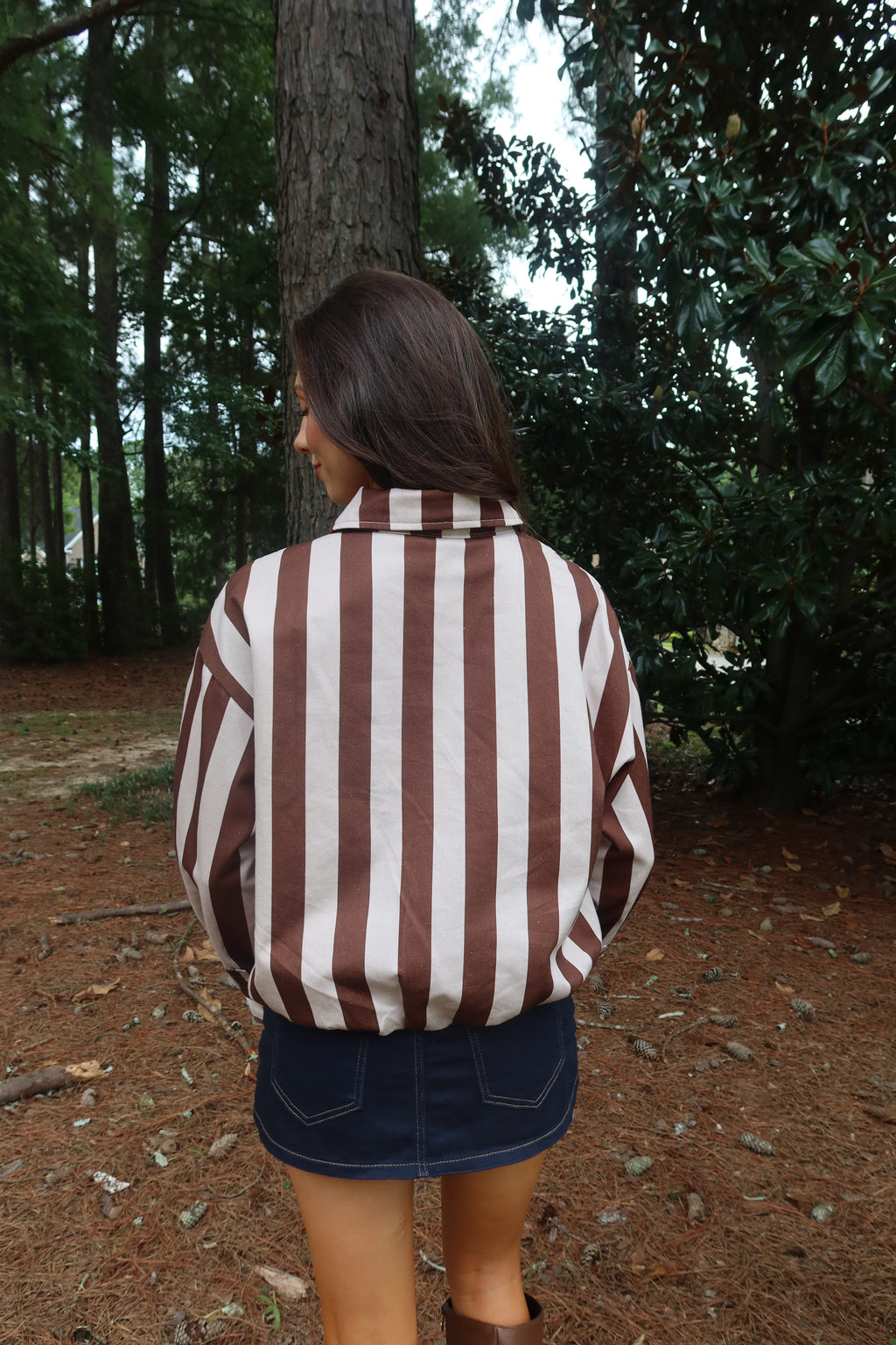 Cinnamon Oat Stripe Jacket- Brown/Oat