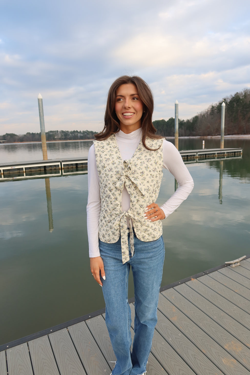 Delilah Quilted Vest- Cream
