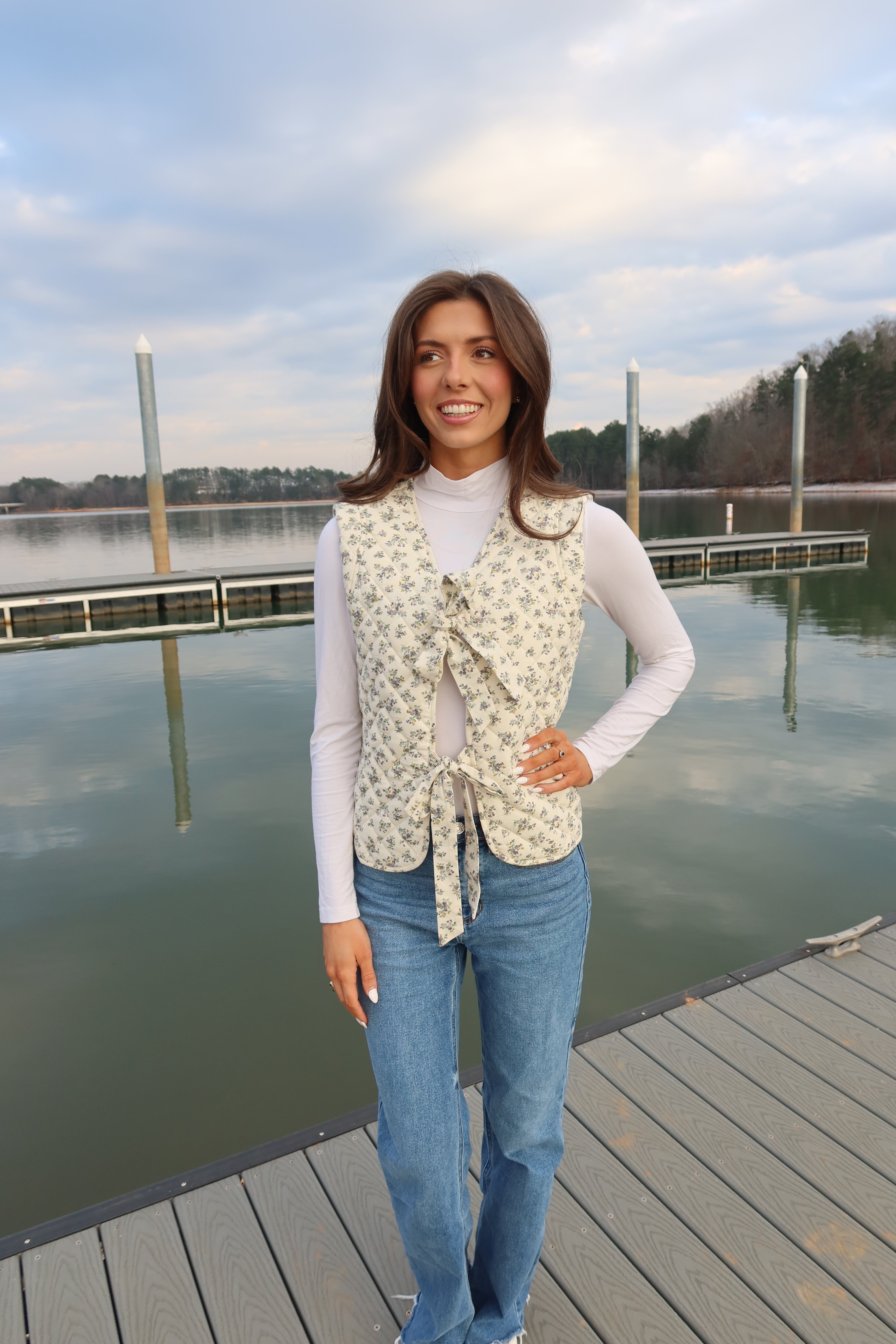 Delilah Quilted Vest- Cream