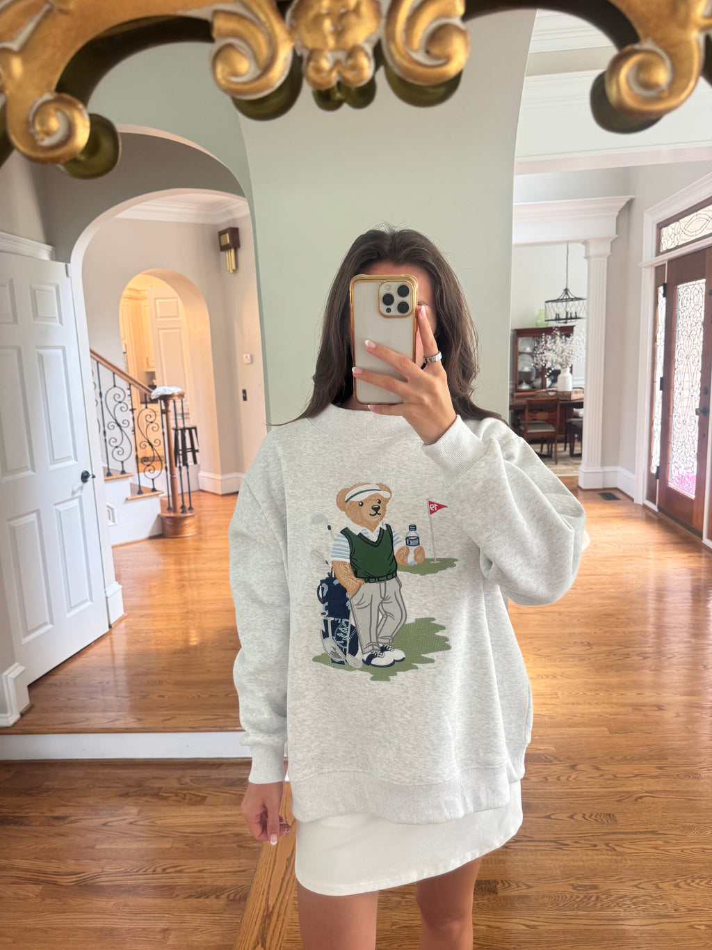 Tee Time Teddy Sweatshirt- Pearl Grey