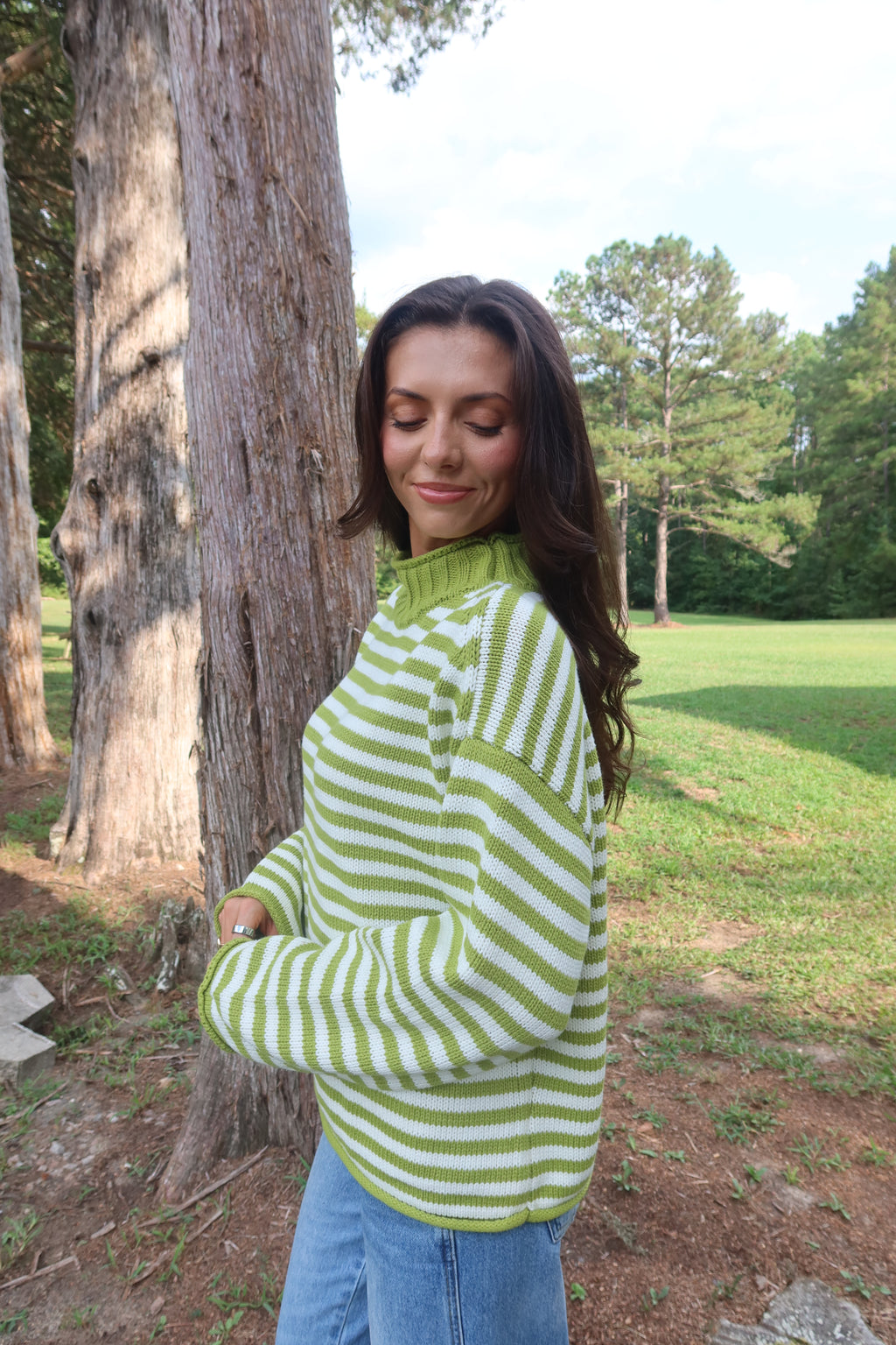 Matcha Striped Sweater- Matcha Green/White