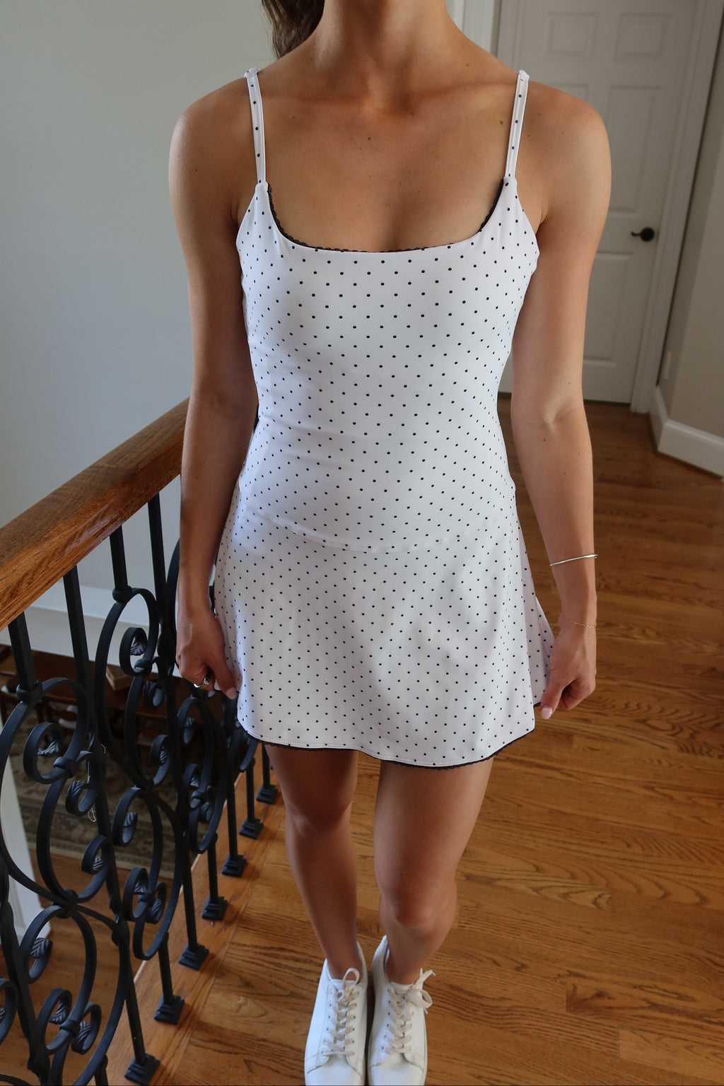 Abbey Polka Dot Athletic Dress- White/Black
