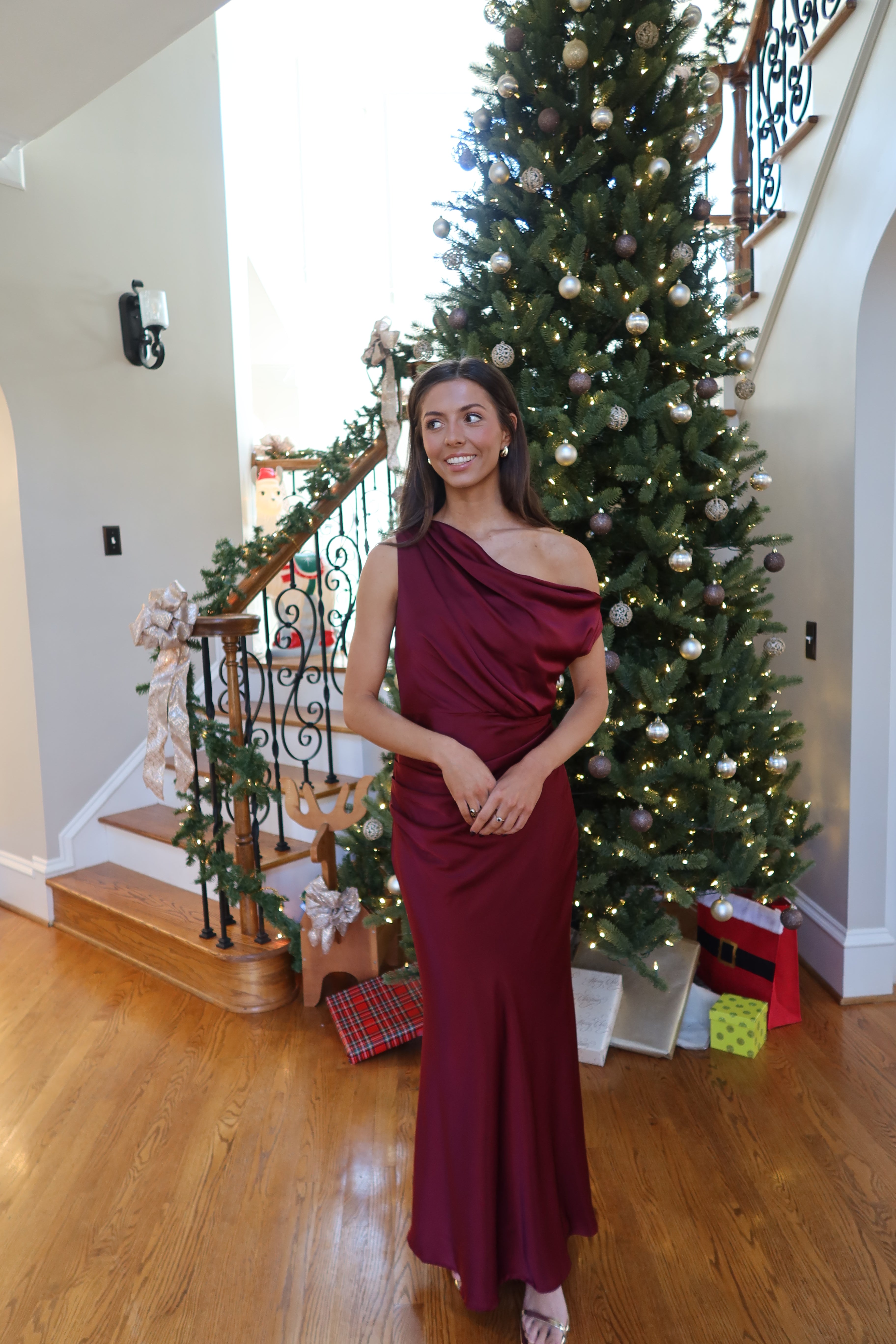 Selena One Shoulder Maxi Dress- Wine
