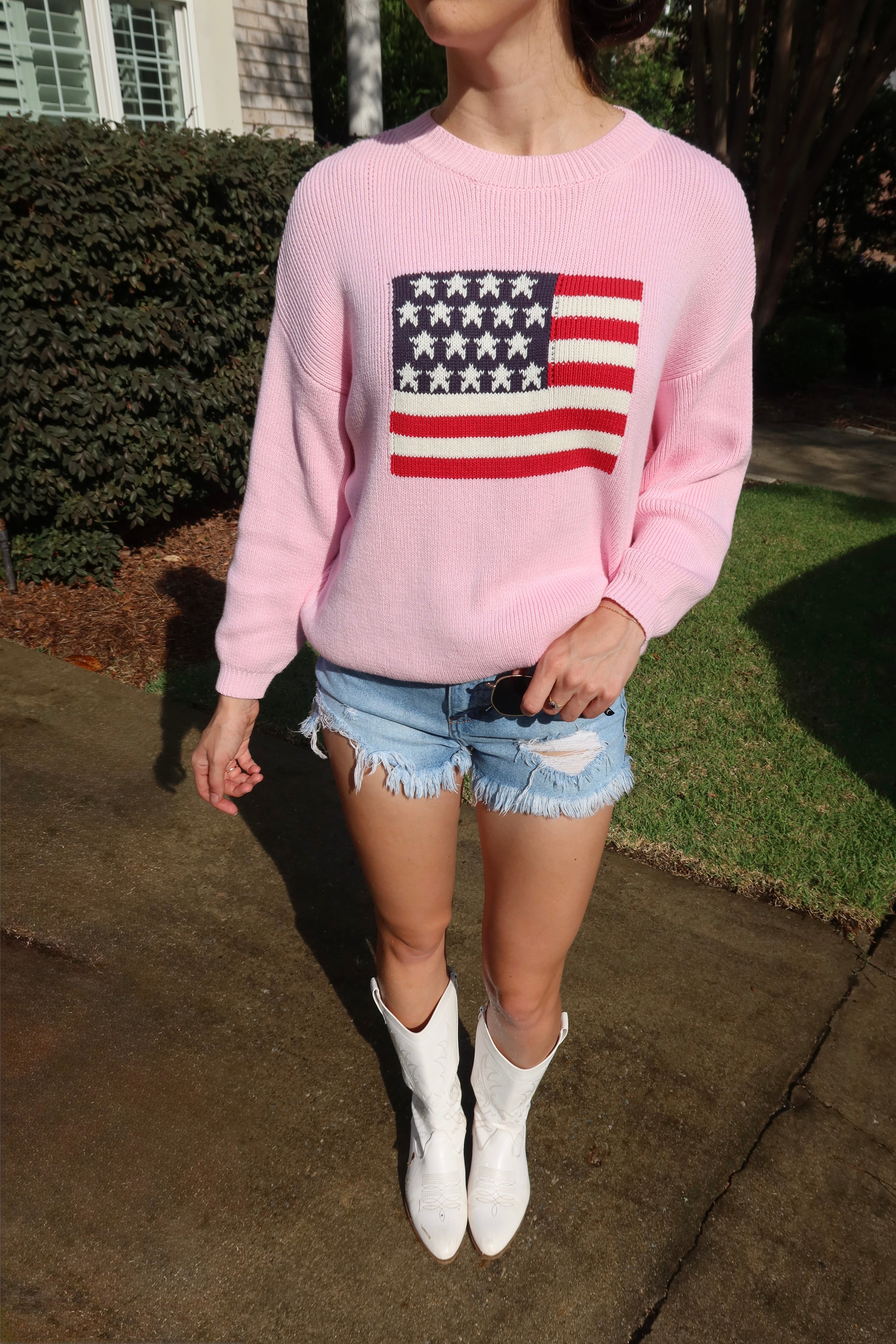 American Girl Flag Sweater- Pink