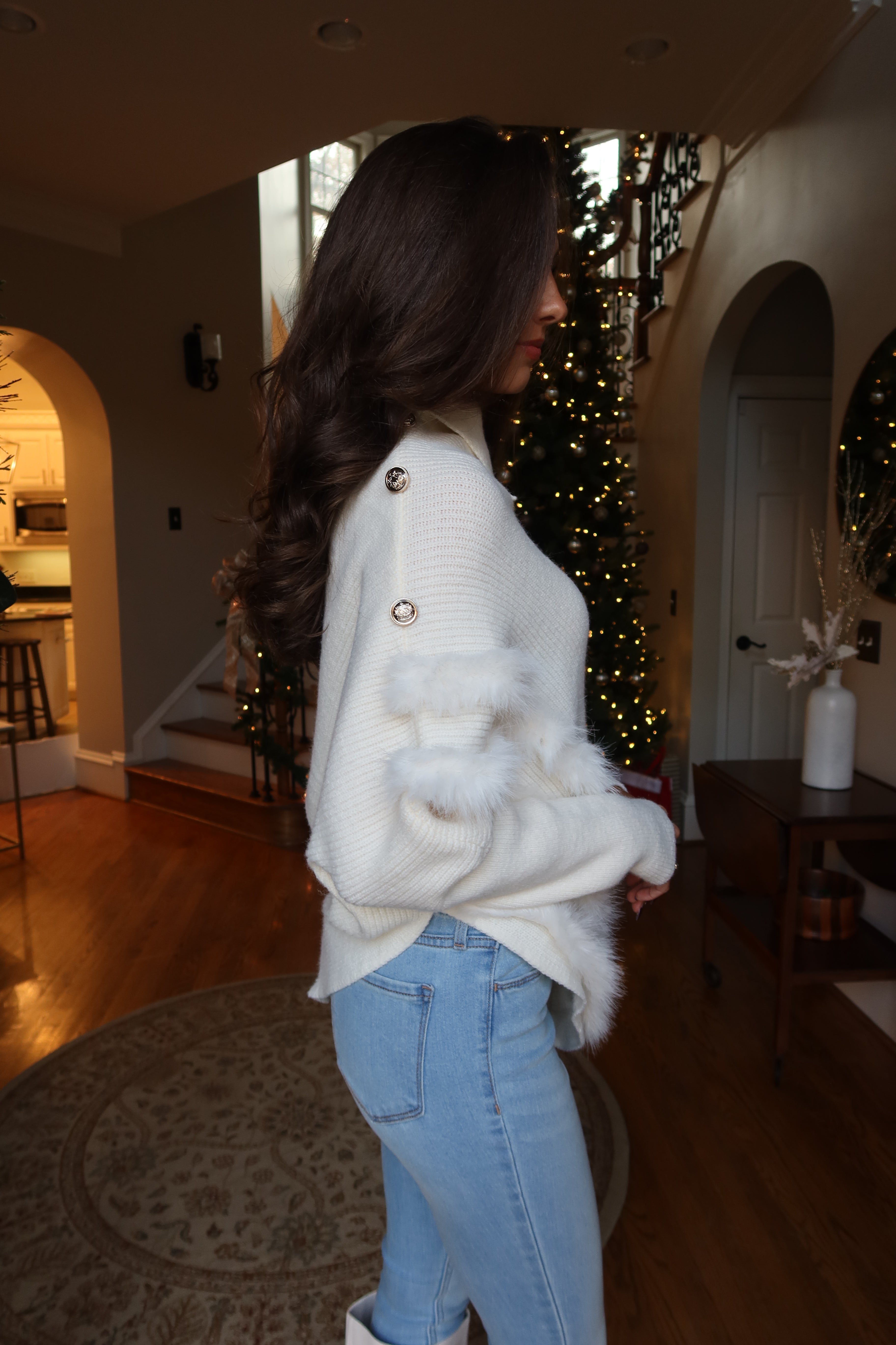 Sugar Plum Hem Sweater- Ivory